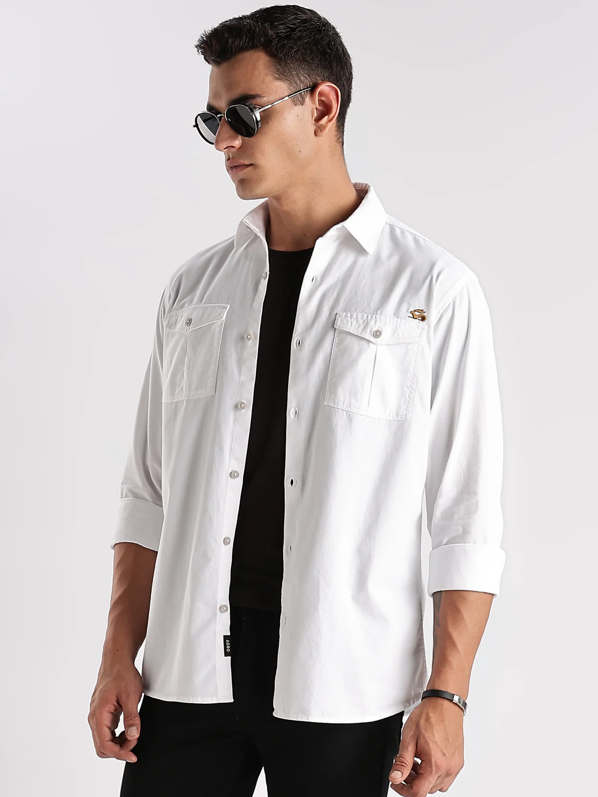 Men White Cargo Shirt - Image 6