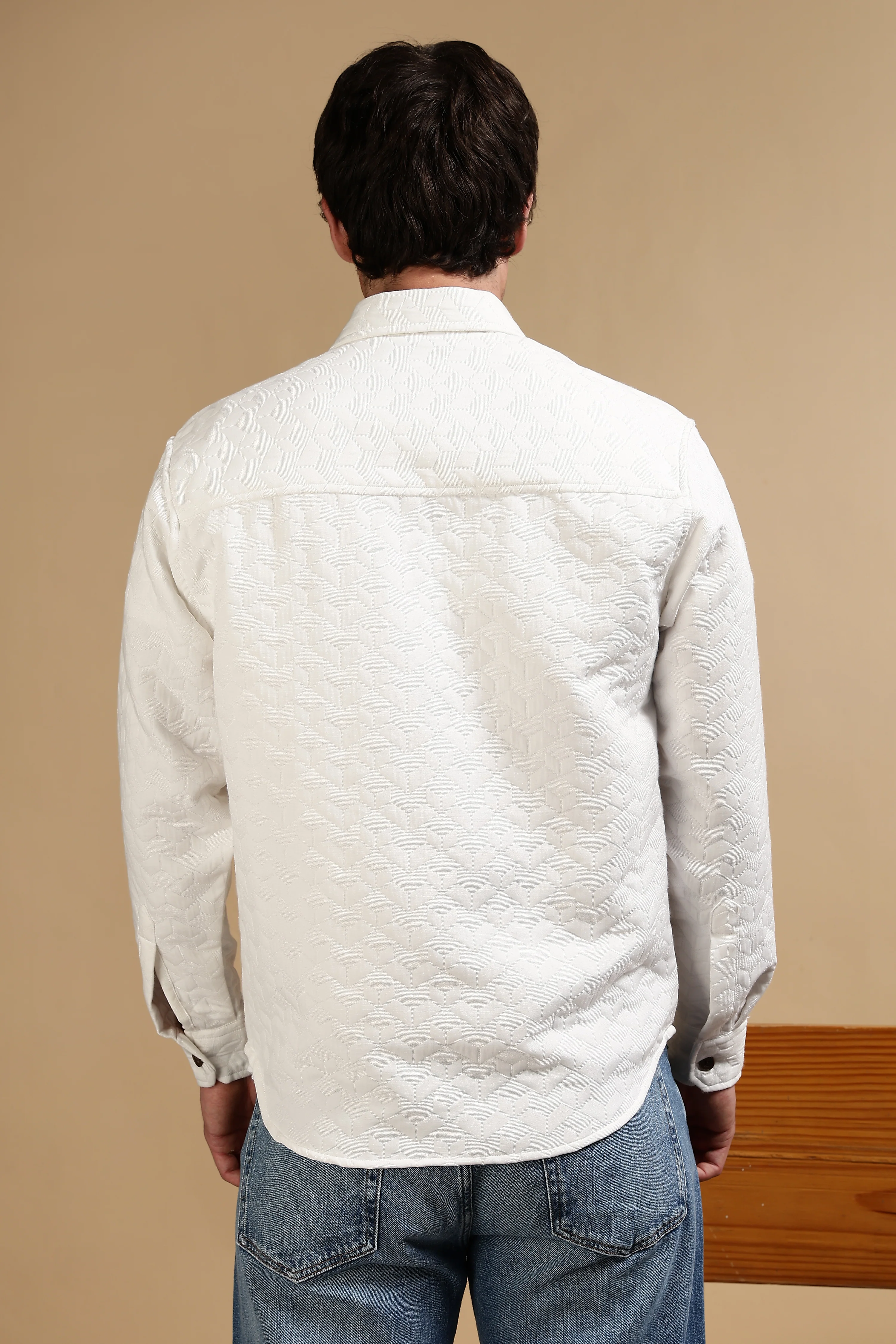 Men White Casual Shacket - Image 5