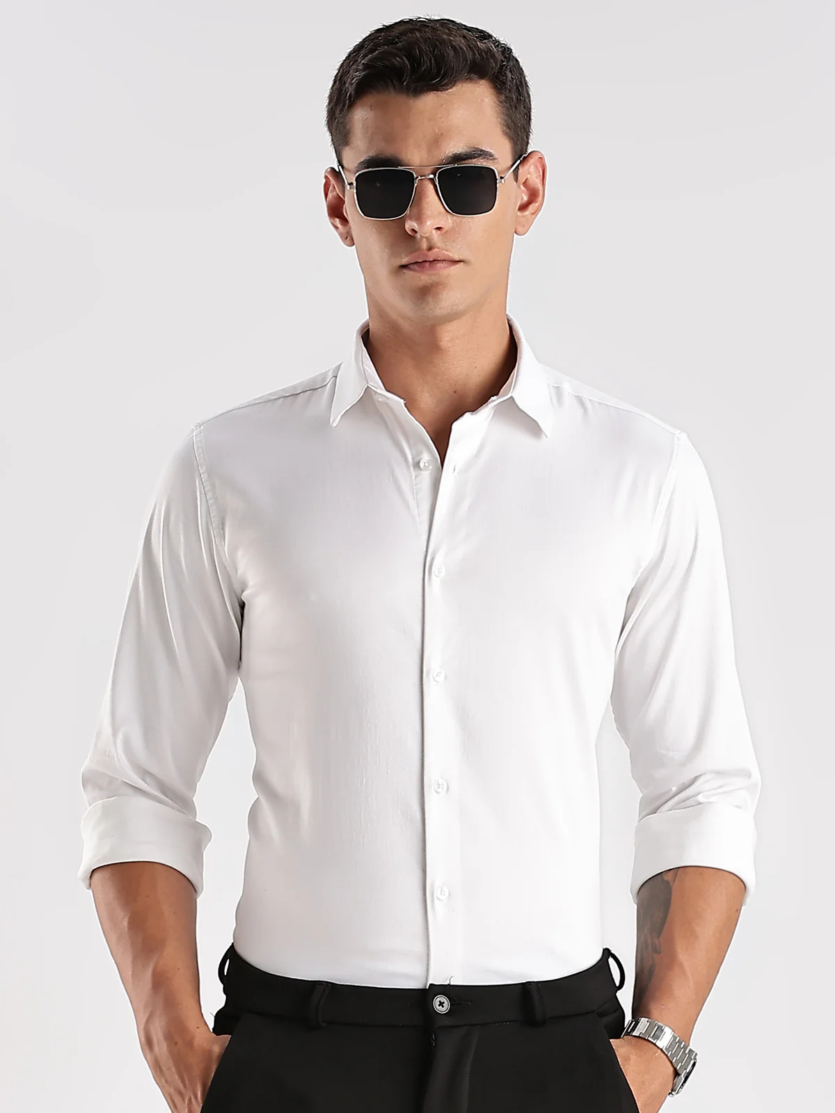 Men White Casual Shirt - Image 6