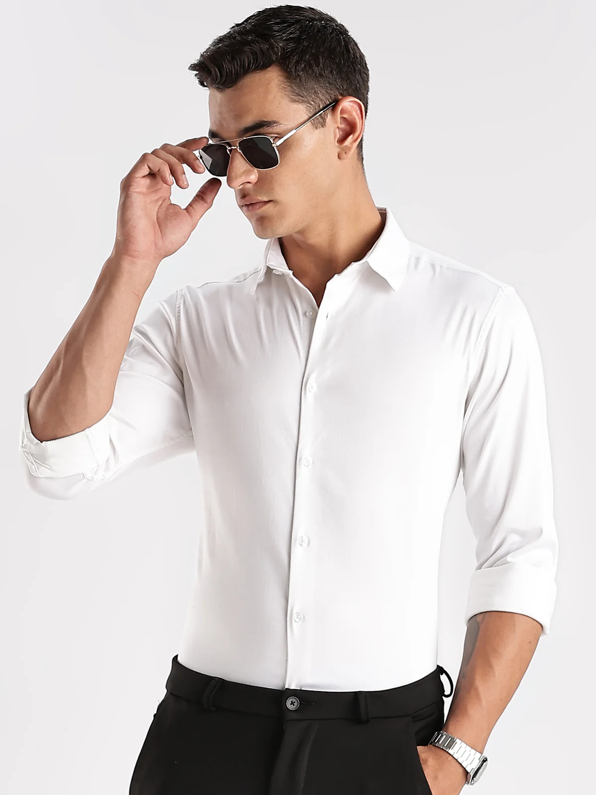 Men White Casual Shirt - Image 7