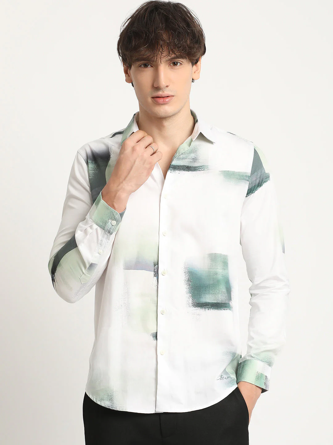 Men  White Casual Shirt - Image 2