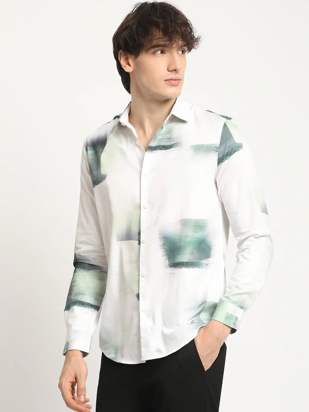 Men  White Casual Shirt - Image 3