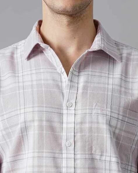 Men White Checked Slim Fit Shirt - Image 4