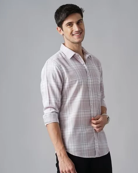 Men White Checked Slim Fit Shirt - Image 6