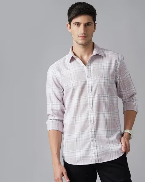 Men White Checked Slim Fit Shirt - Image 7