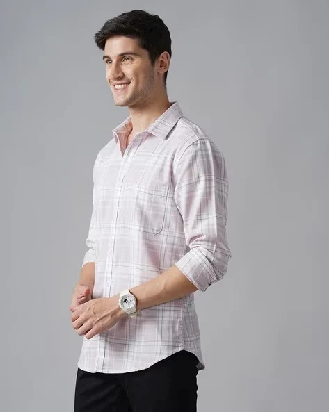 Men White Checked Slim Fit Shirt - Image 8