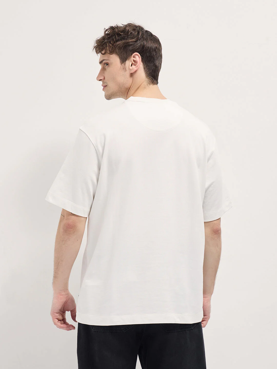 Men White Cherry Graphic Design Crew Neck T-shirt - Image 2