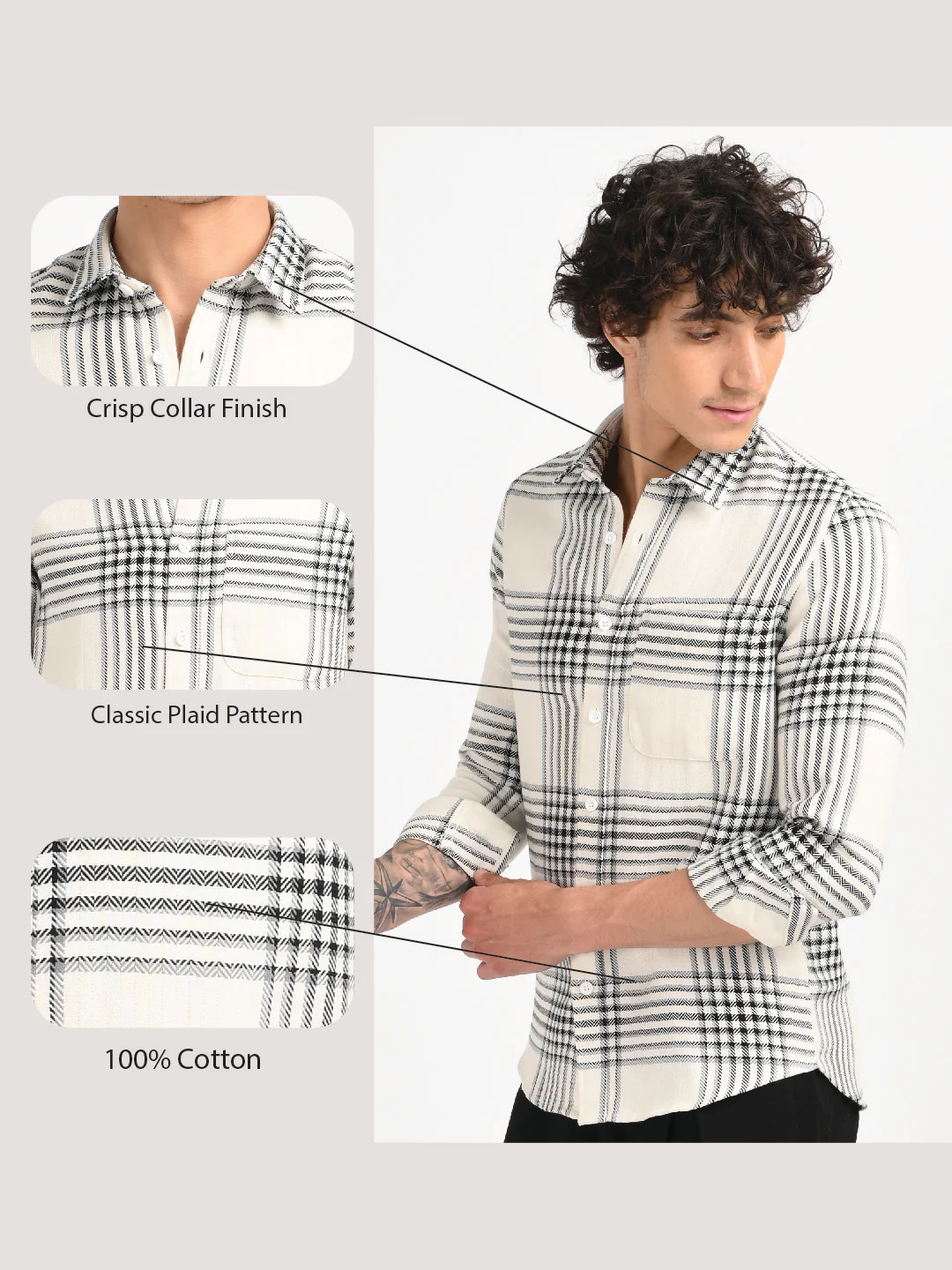 Men White Classic Bold Checked Shirt - Image 12