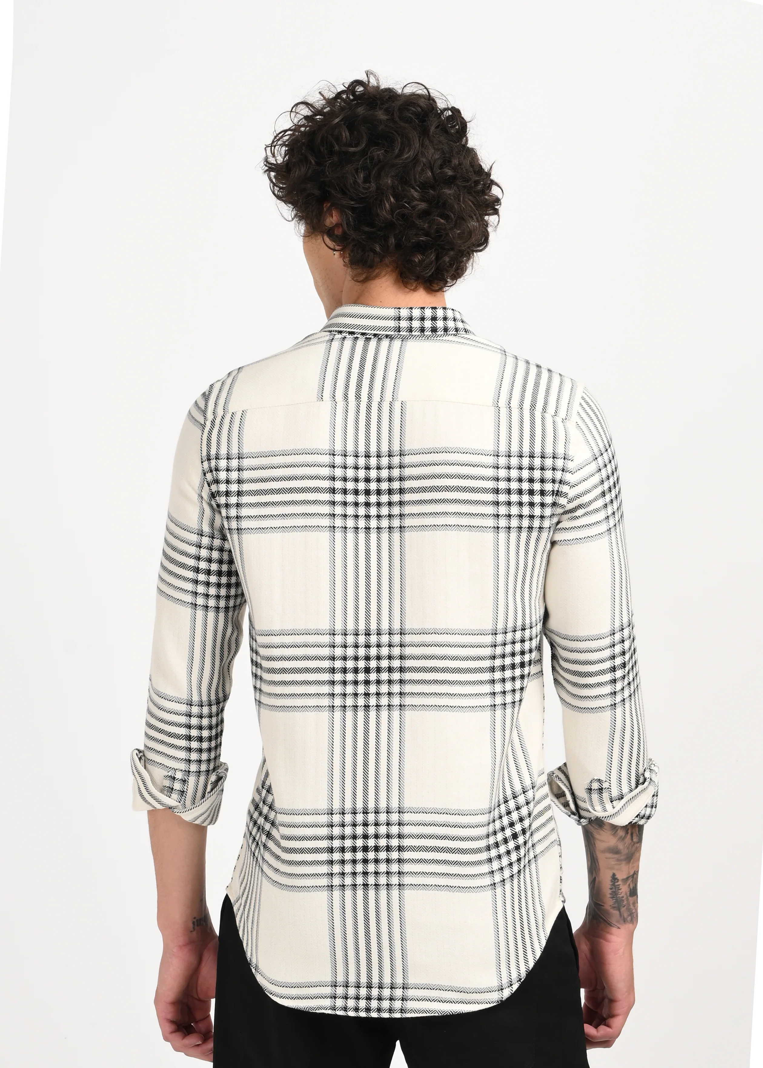 Men White Classic Bold Checked Shirt - Image 2