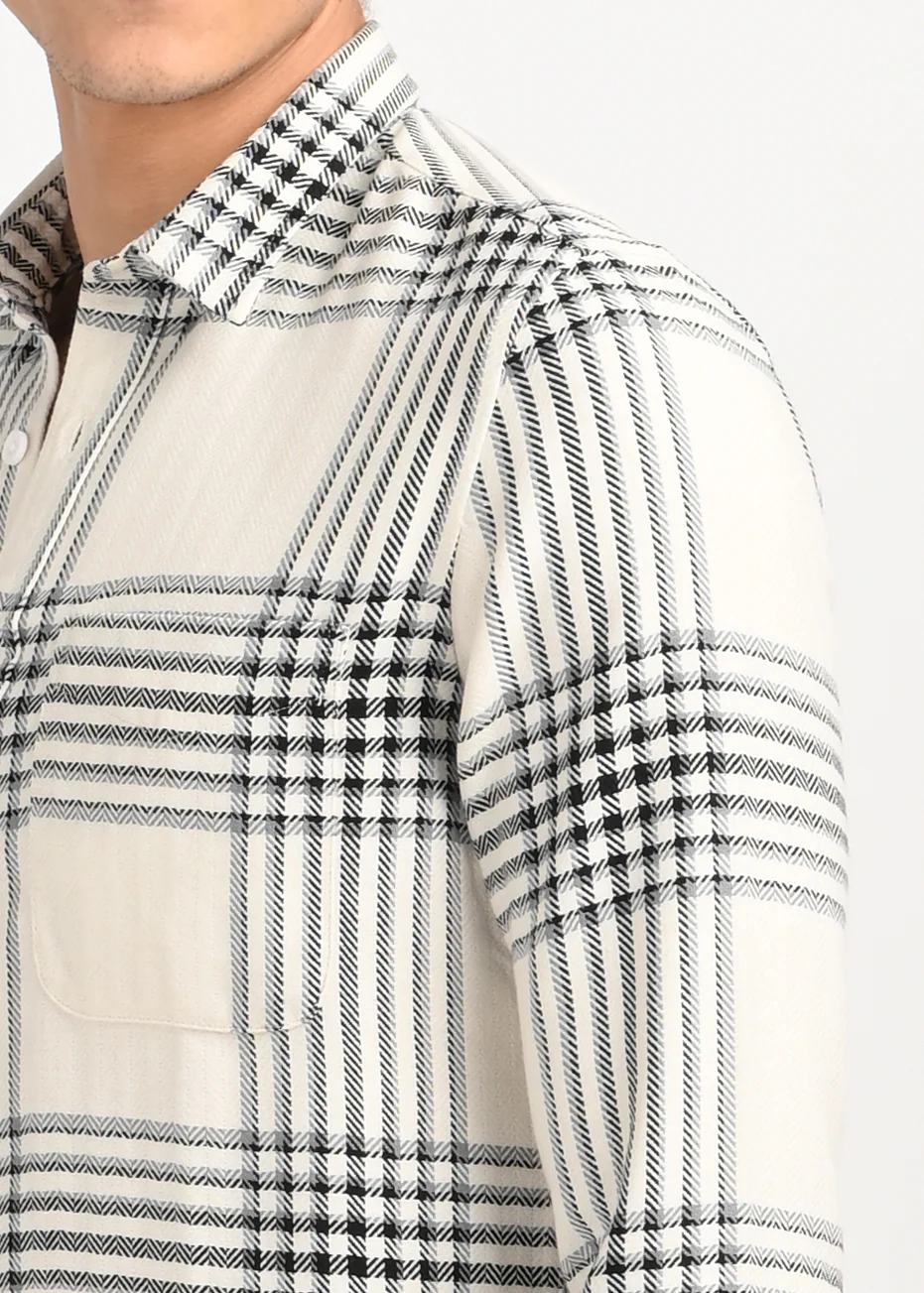 Men White Classic Bold Checked Shirt - Image 3