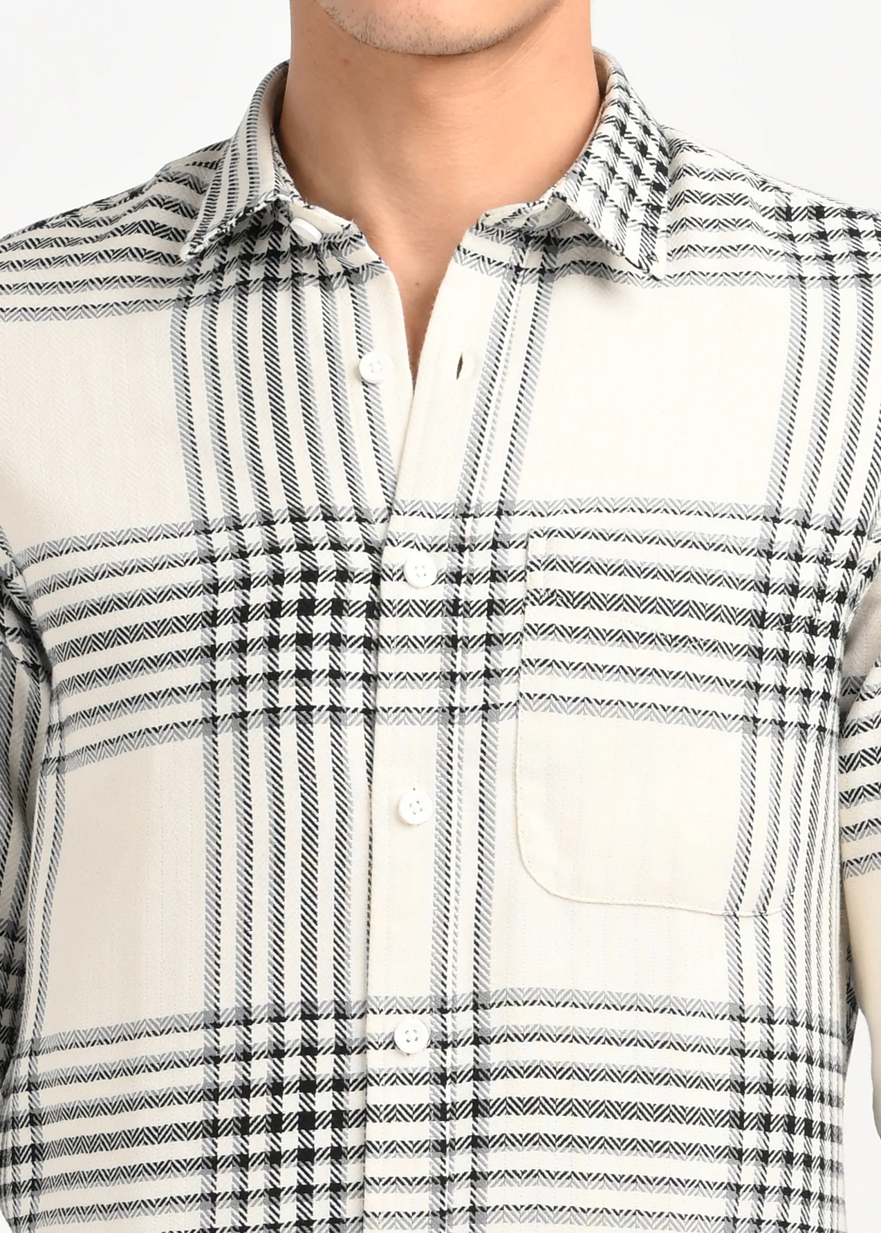 Men White Classic Bold Checked Shirt - Image 5