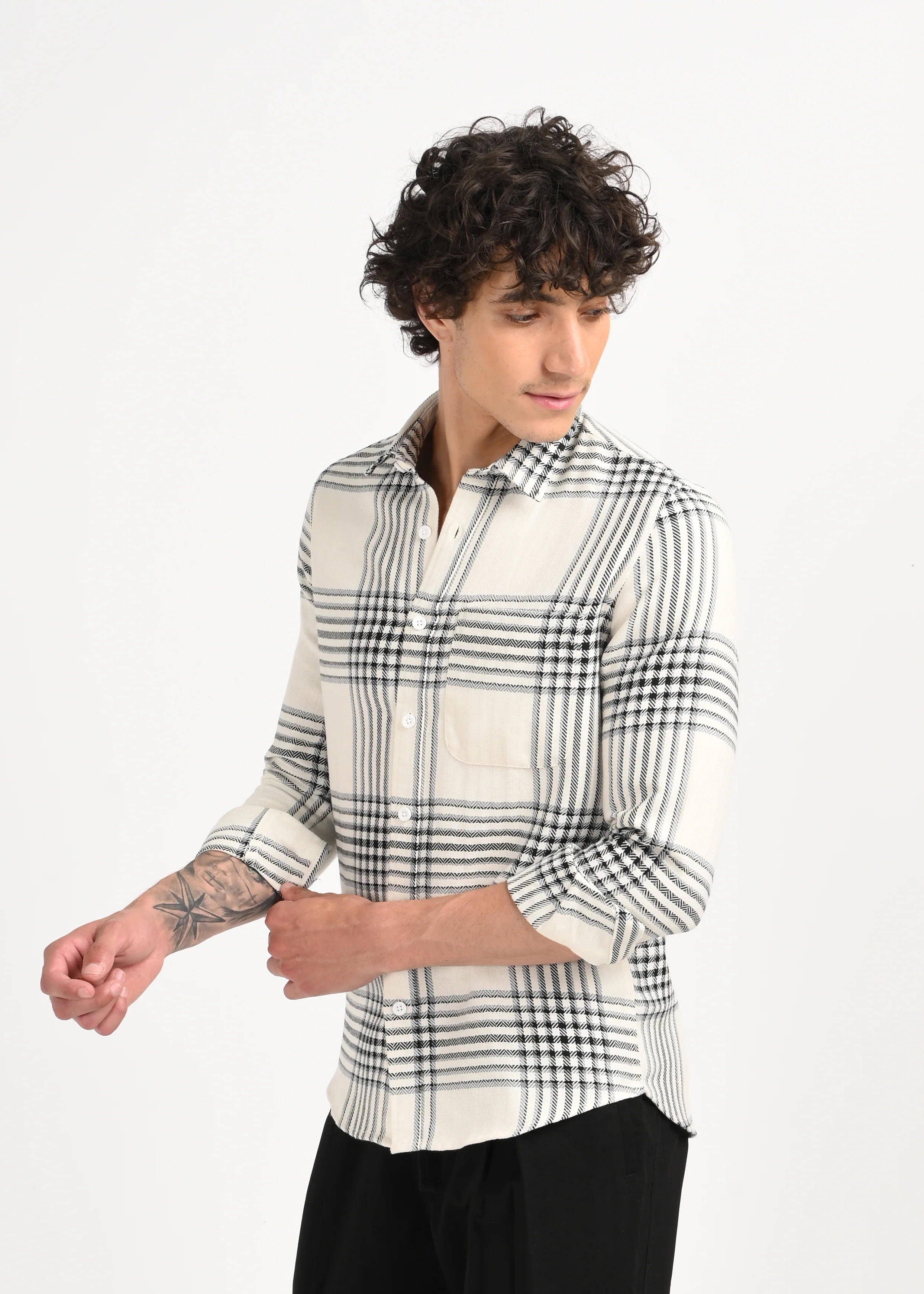 Men White Classic Bold Checked Shirt - Image 8