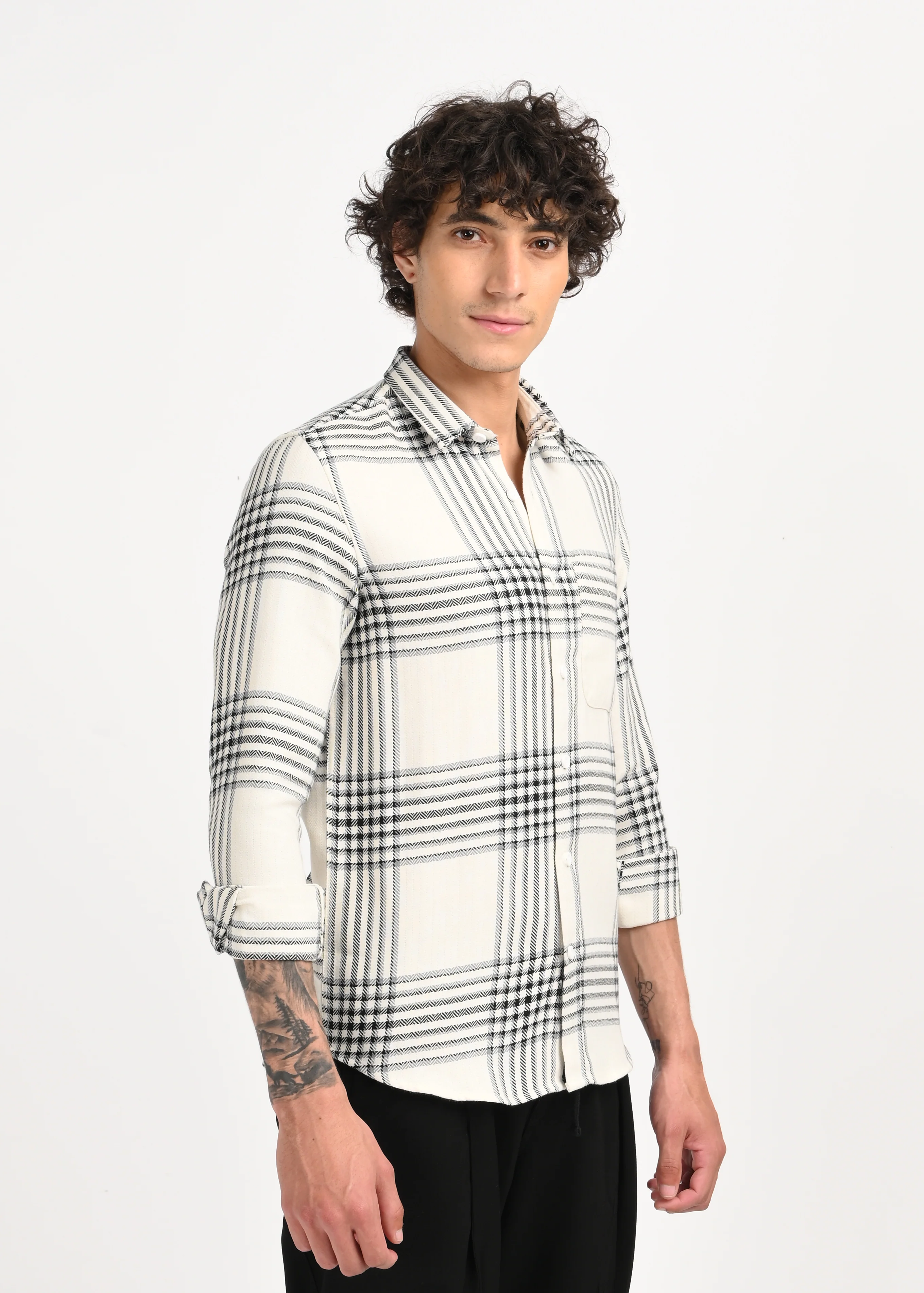 Men White Classic Bold Checked Shirt - Image 9