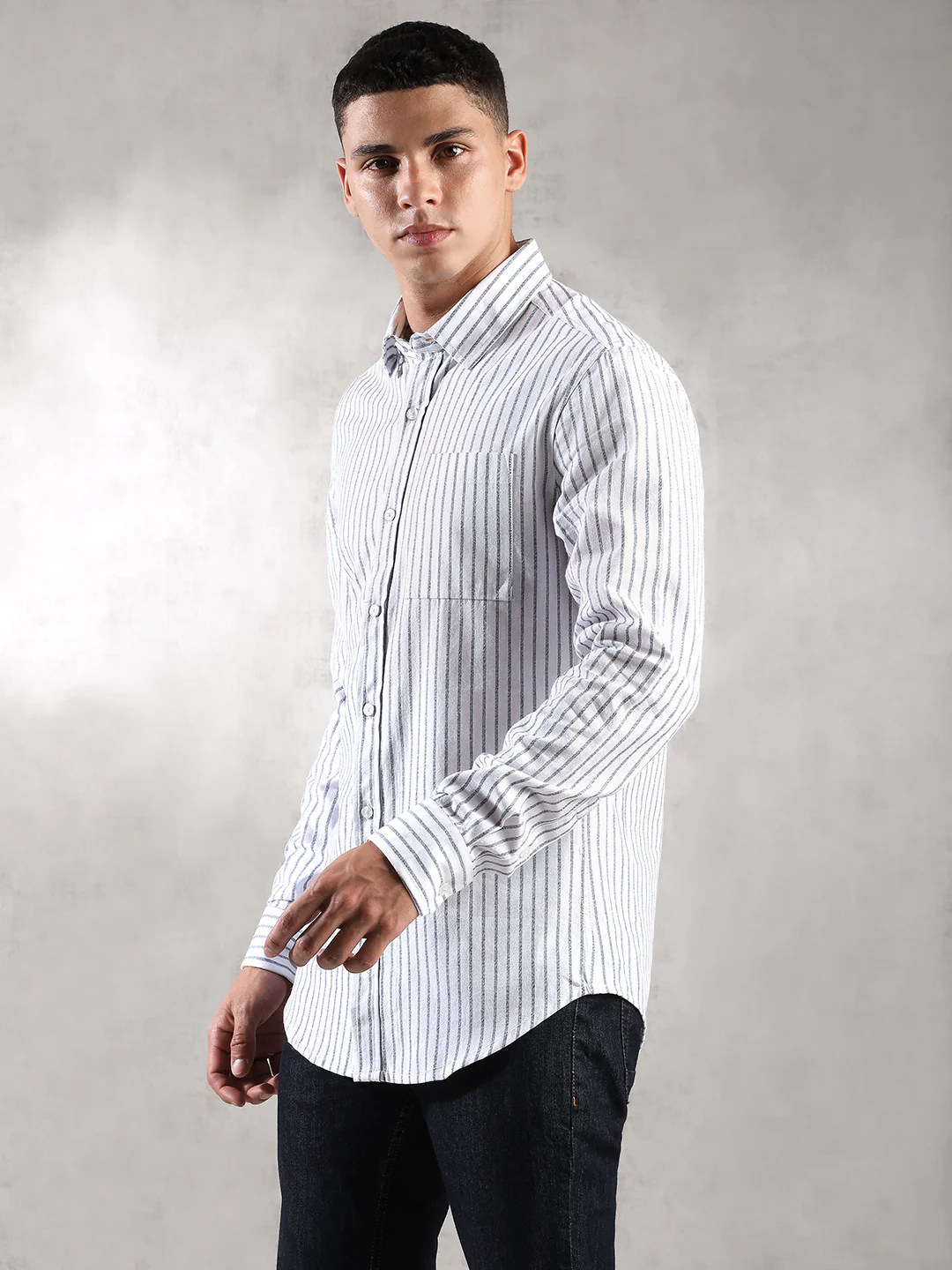 Men White Comfort Fit Shirt - Image 3