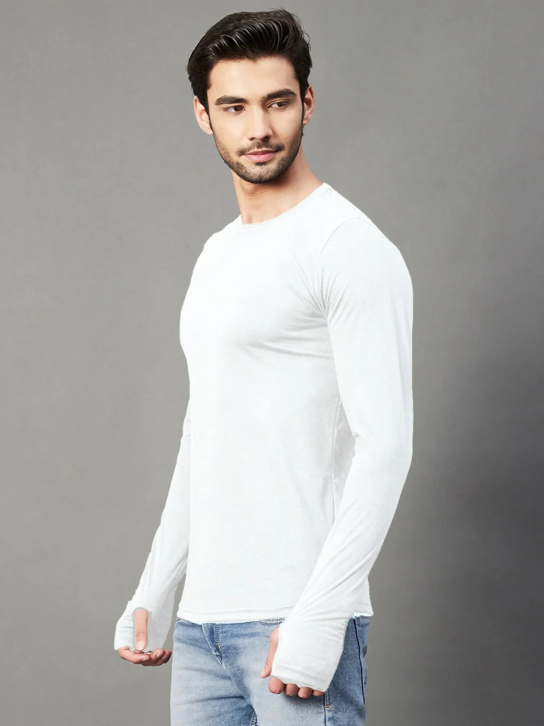 Men White Cotton Jersy T-Shirt - Image 3
