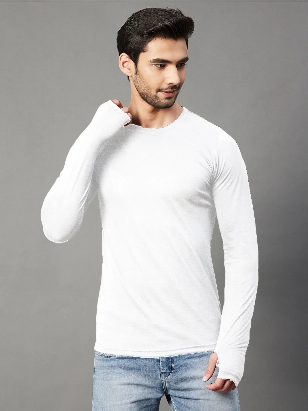 Men White Cotton Jersy T-Shirt - Image 4