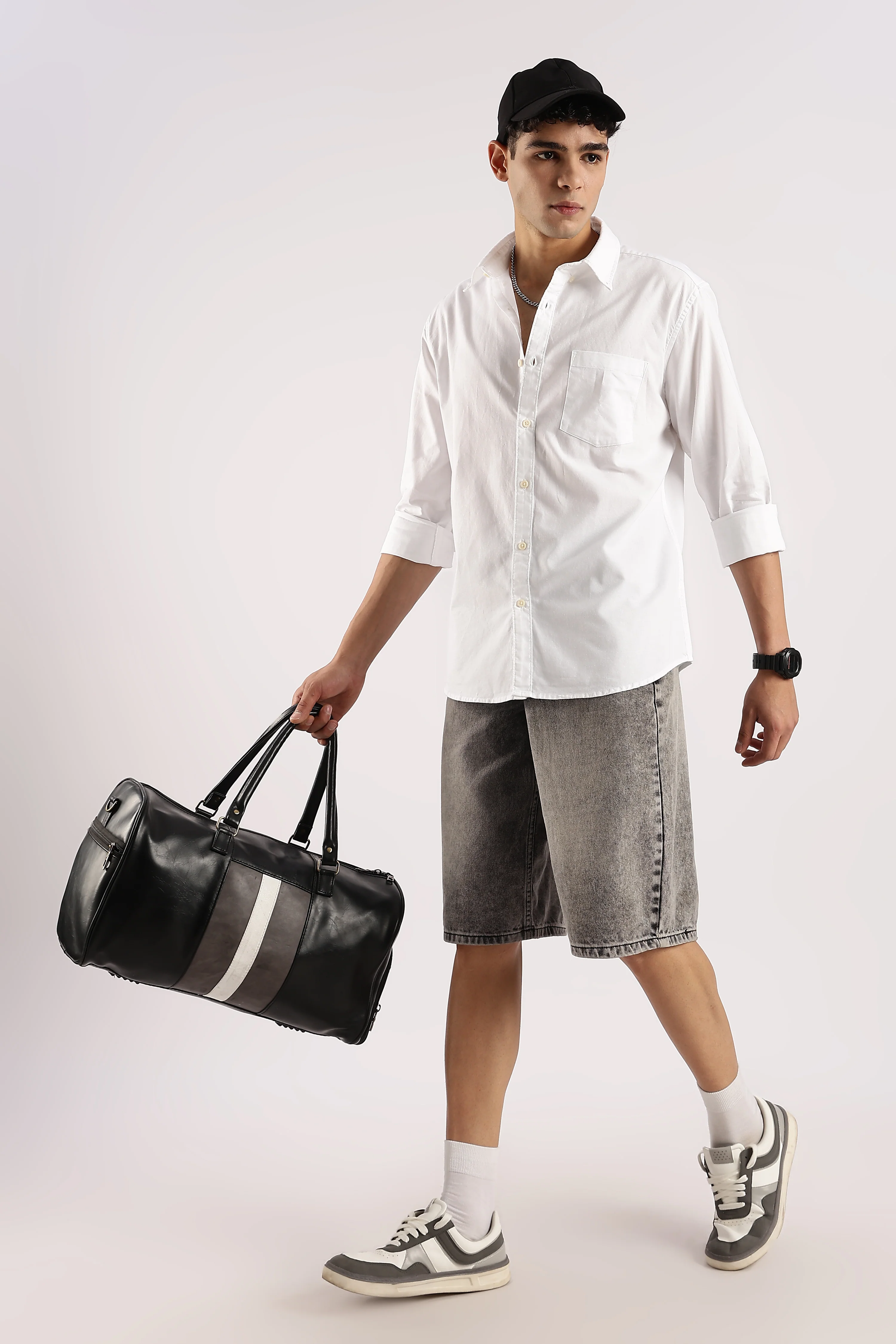 Men White Cotton Oxford Shirt - Image 8