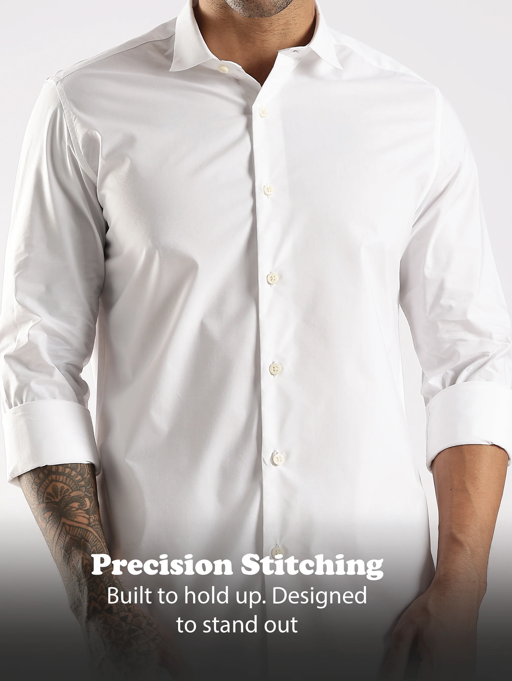 Men White Cotton Slim Fit Shirt - Image 11