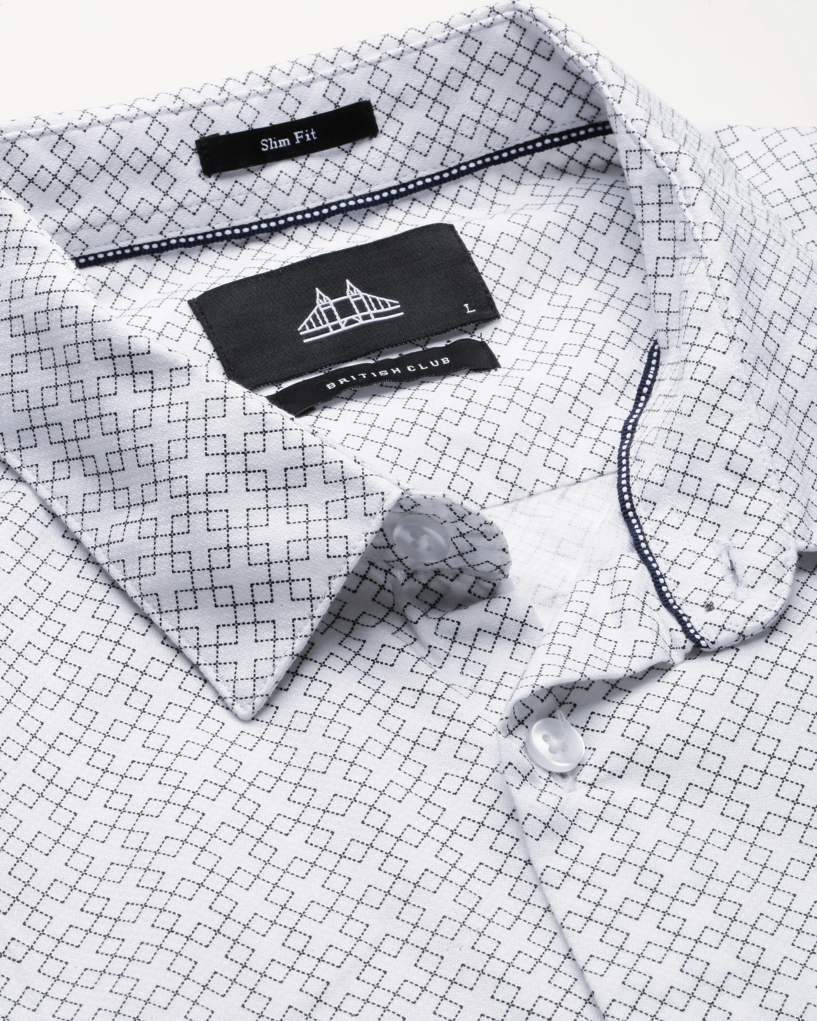 Men White Cotton Slim Shirt - Image 2