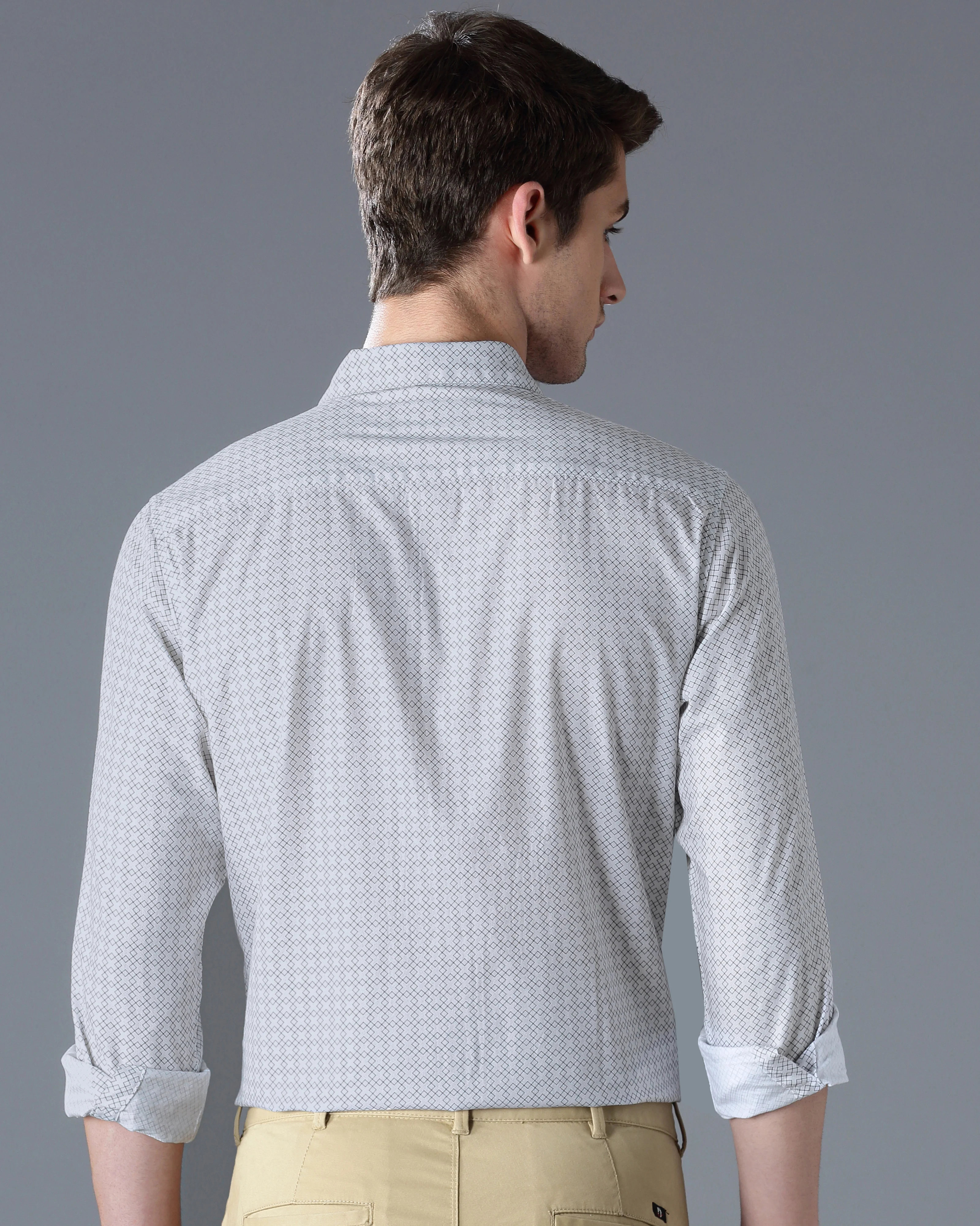 Men White Cotton Slim Shirt - Image 6