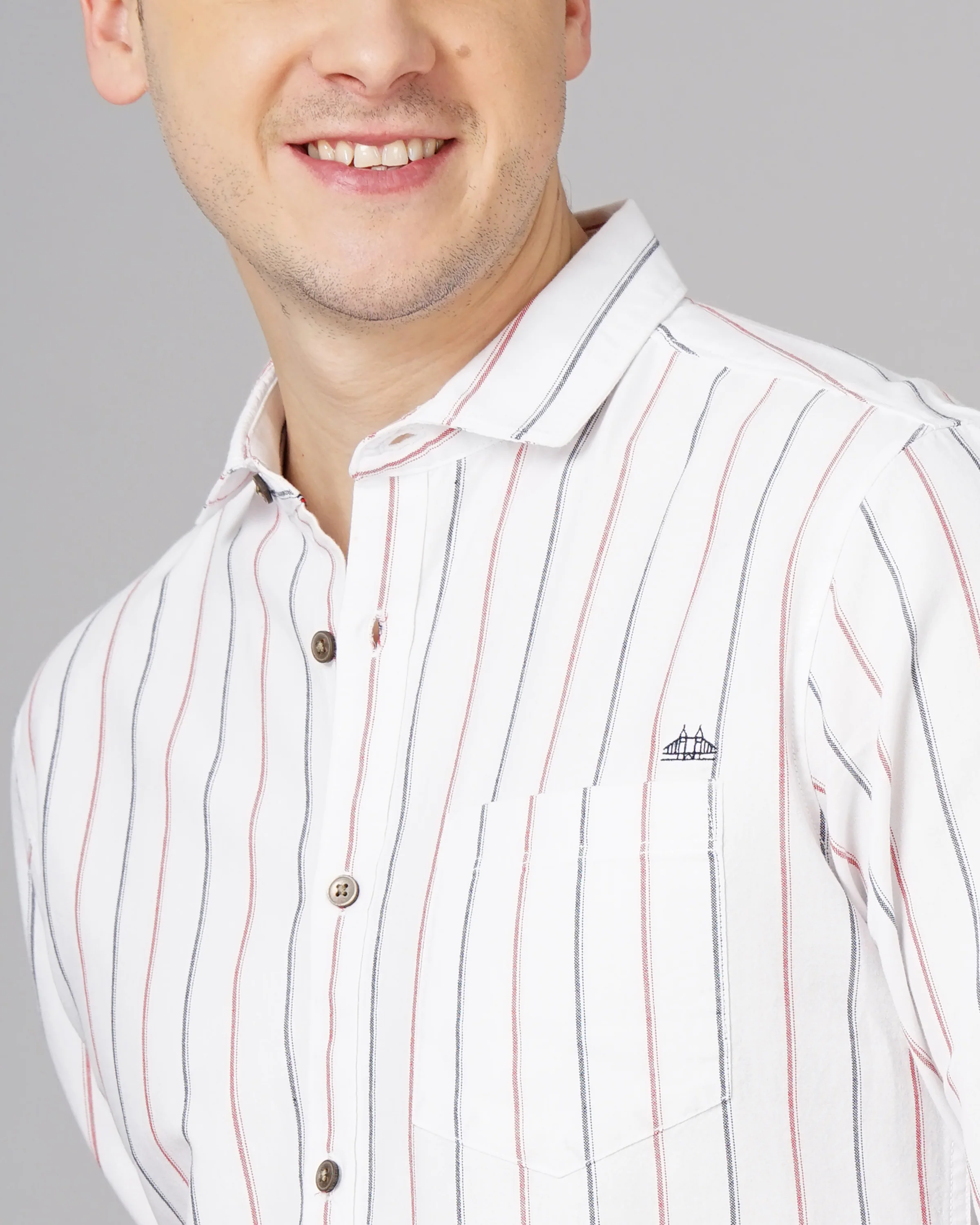 Men White Cotton Slim Shirt - Image 4