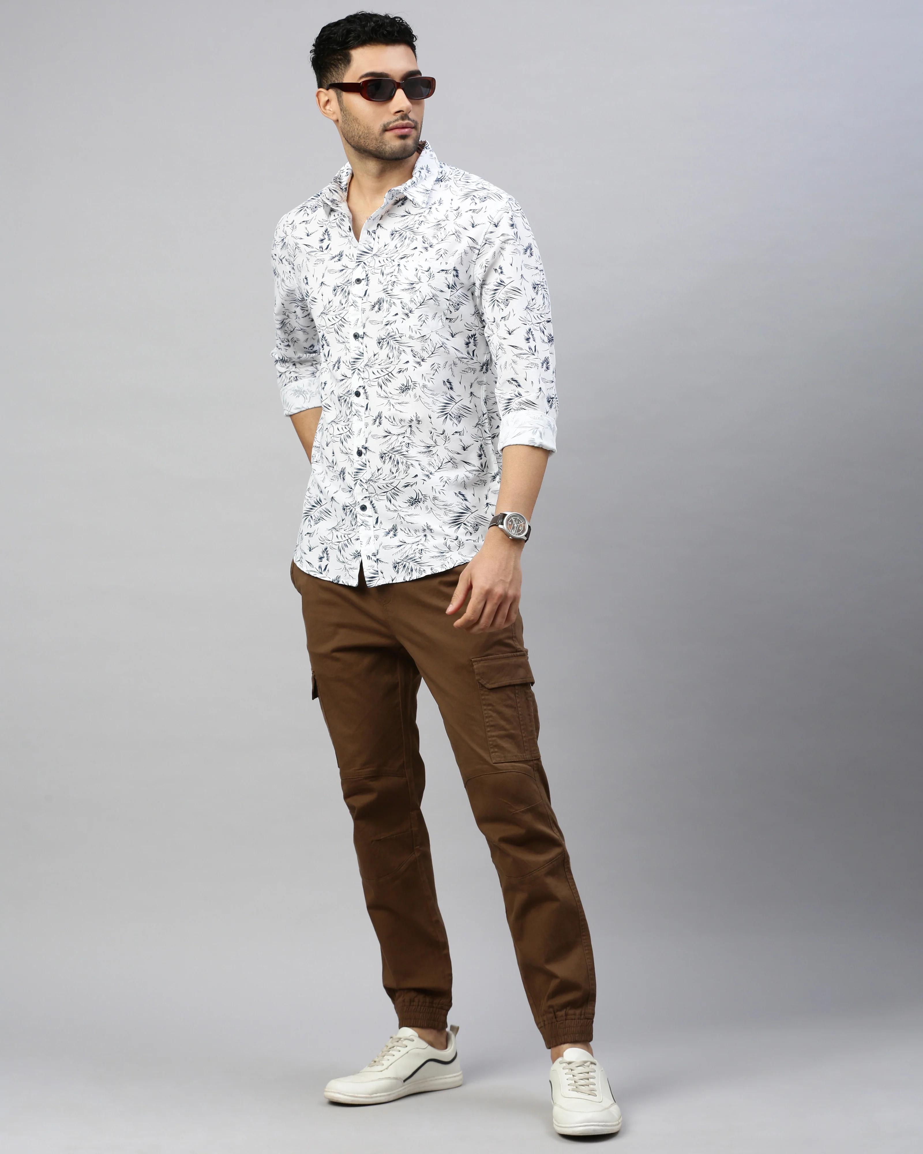 Men White Cotton Slim Shirt - Image 6