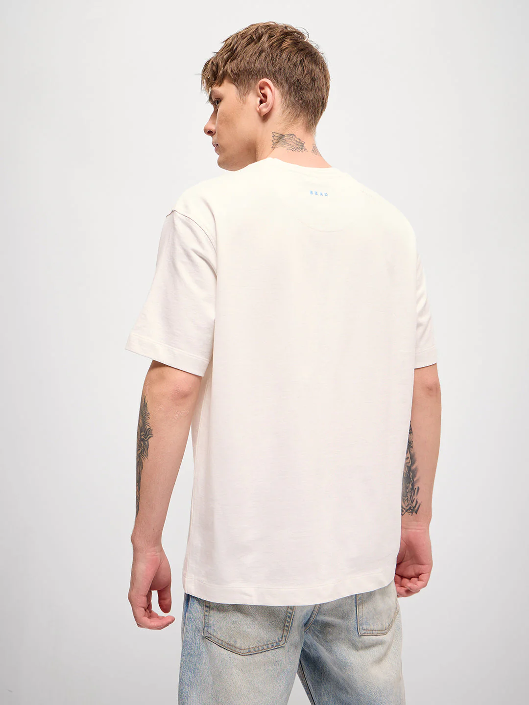 Men White Digital print Crew Neck T-Shirt - Image 2