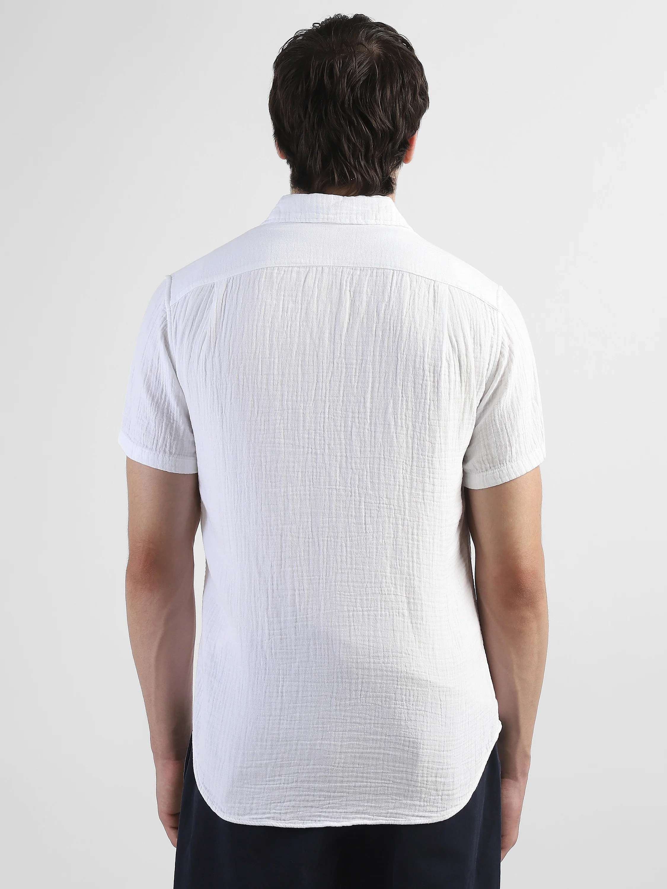Men White Double Cloth Casual Shirt - Image 4