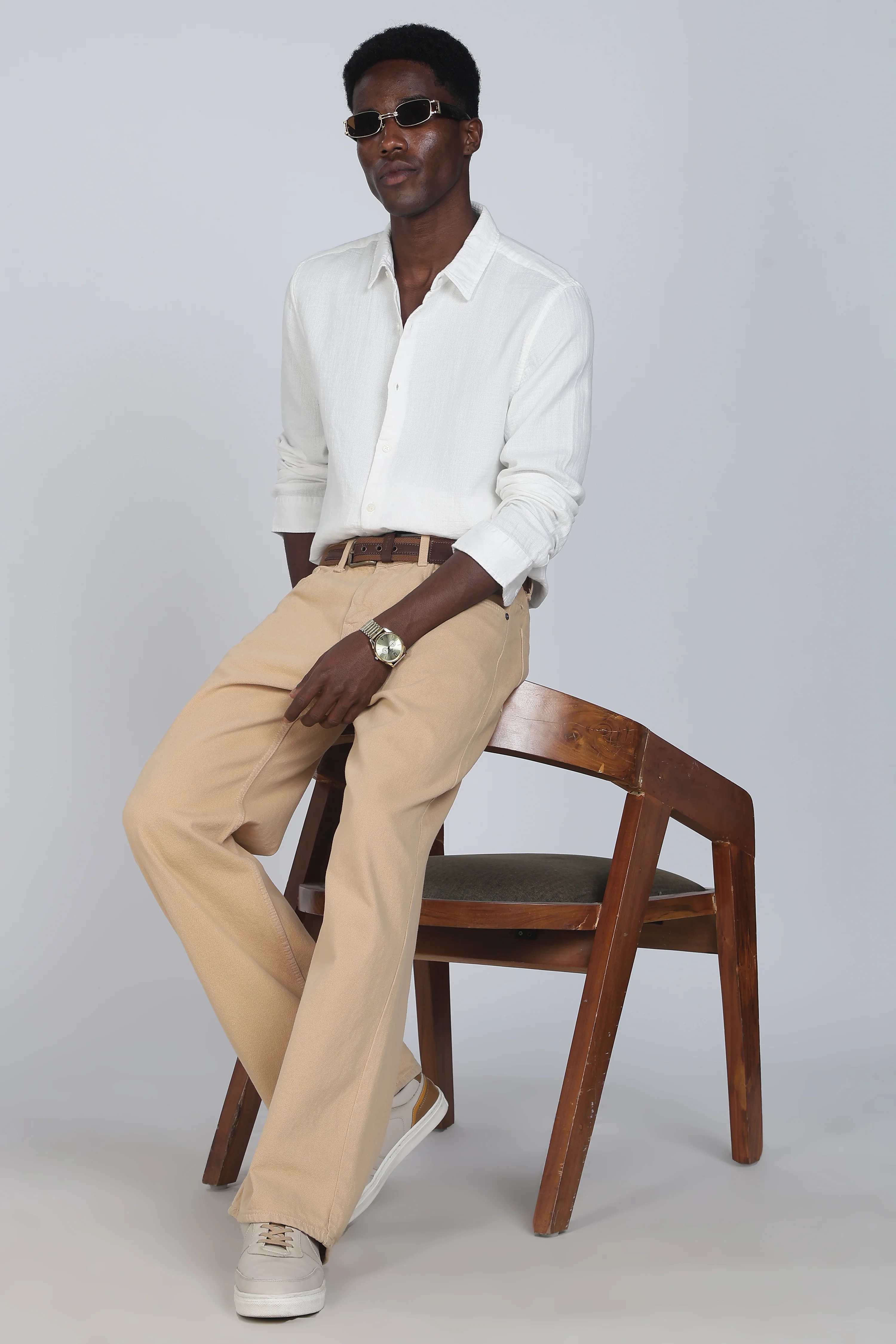 Men White Double Cloth Shirt - Image 10