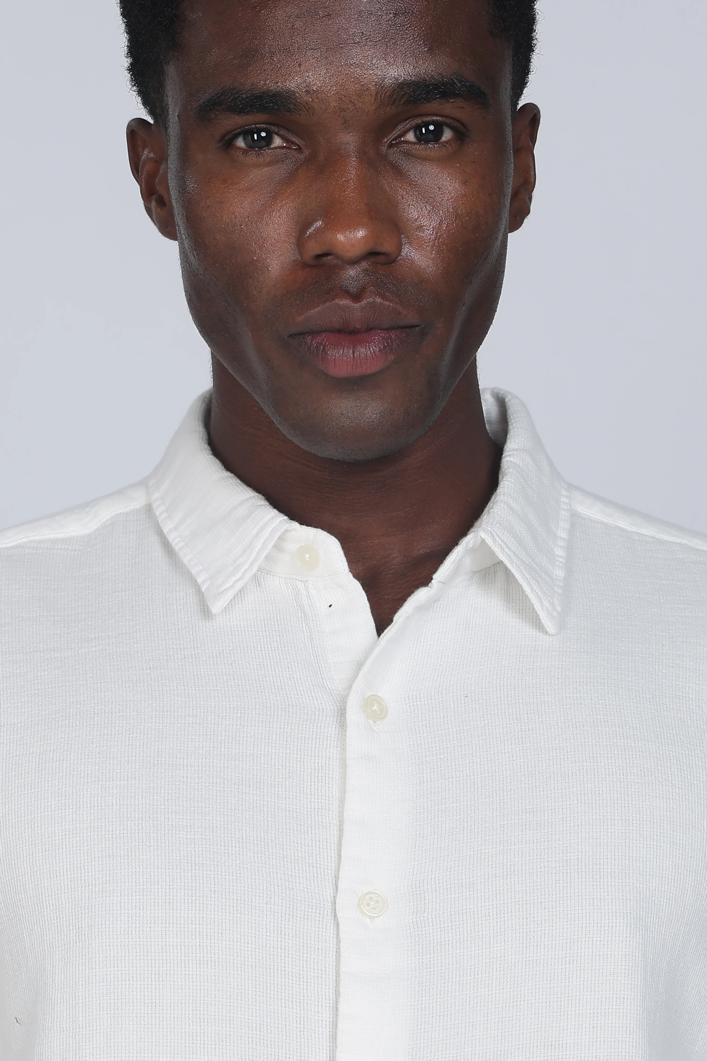 Men White Double Cloth Shirt - Image 3