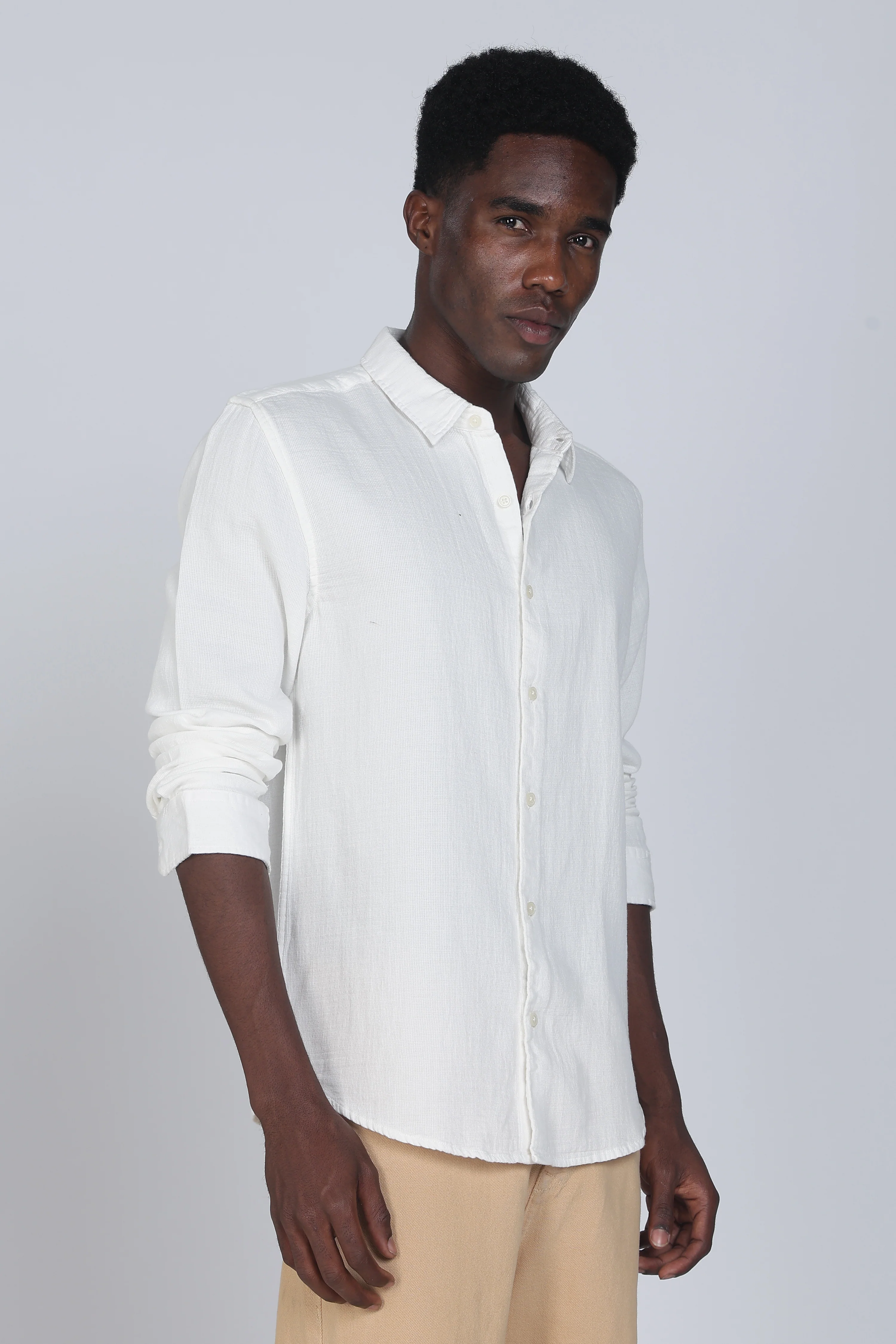 Men White Double Cloth Shirt - Image 8