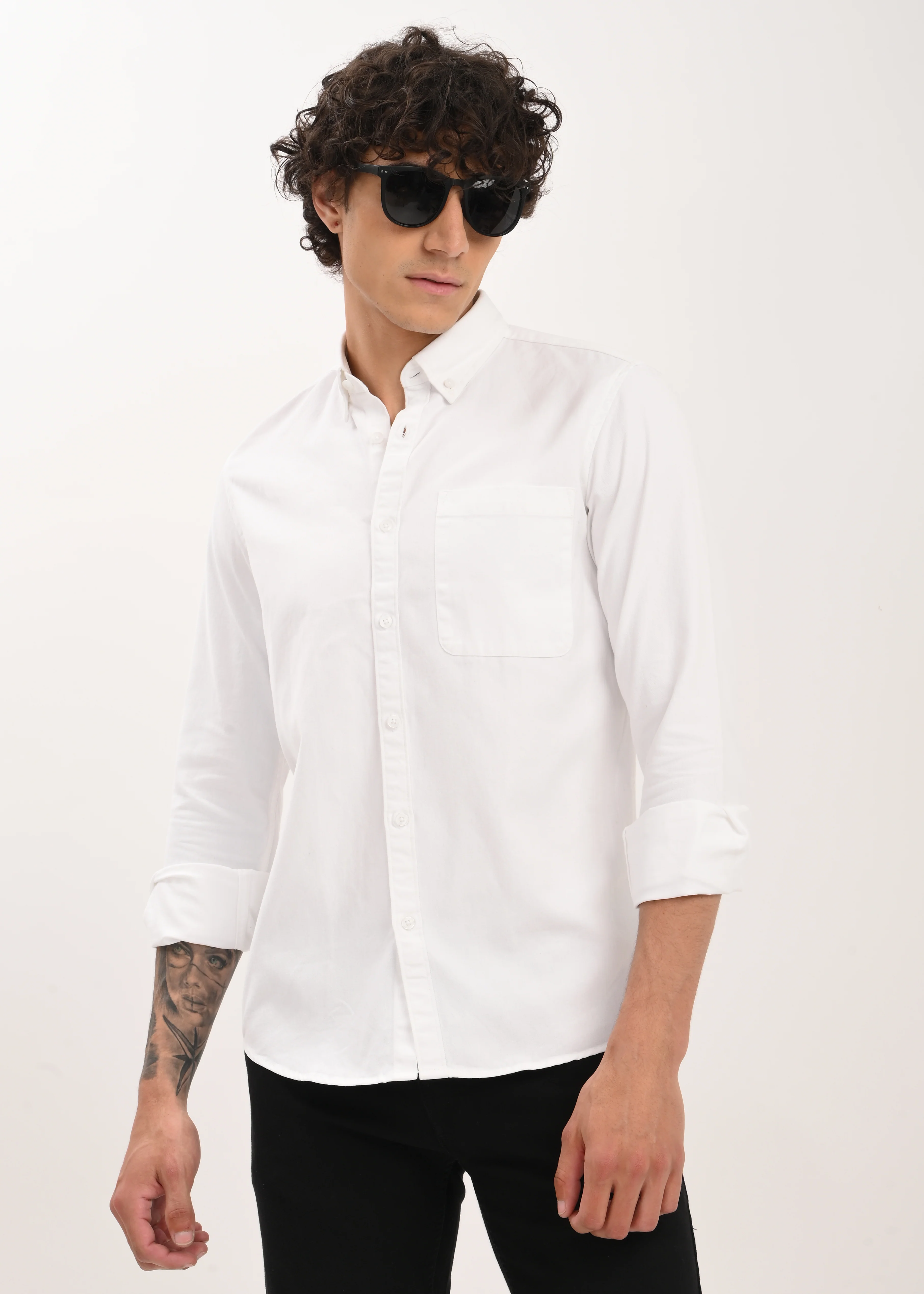 Men White Everyday Essential Solid Shirt - Image 11