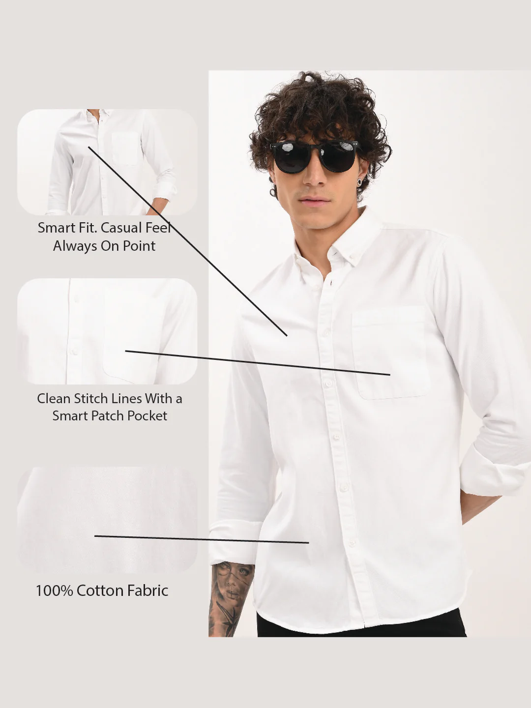 Men White Everyday Essential Solid Shirt - Image 15