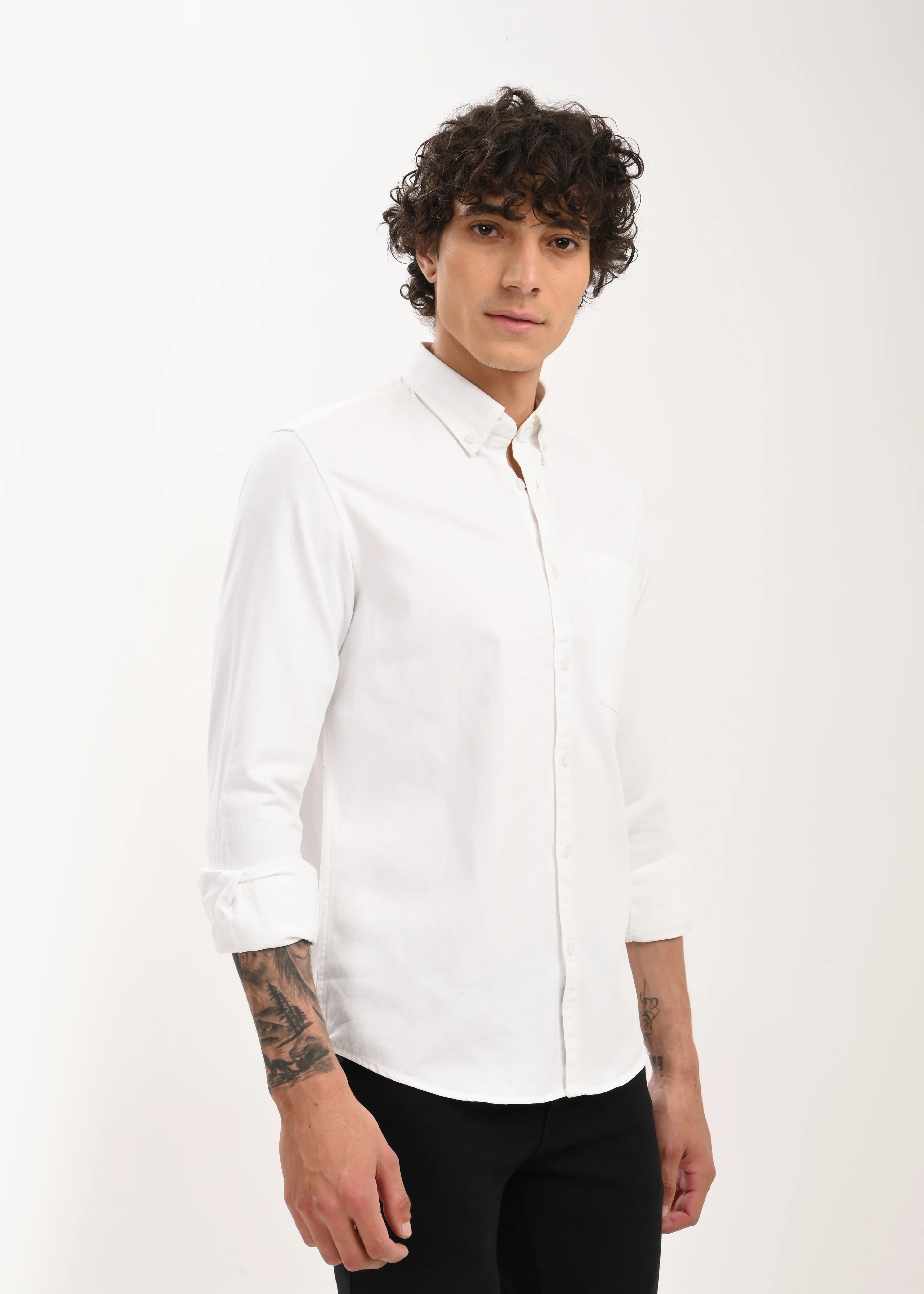 Men White Everyday Essential Solid Shirt - Image 5