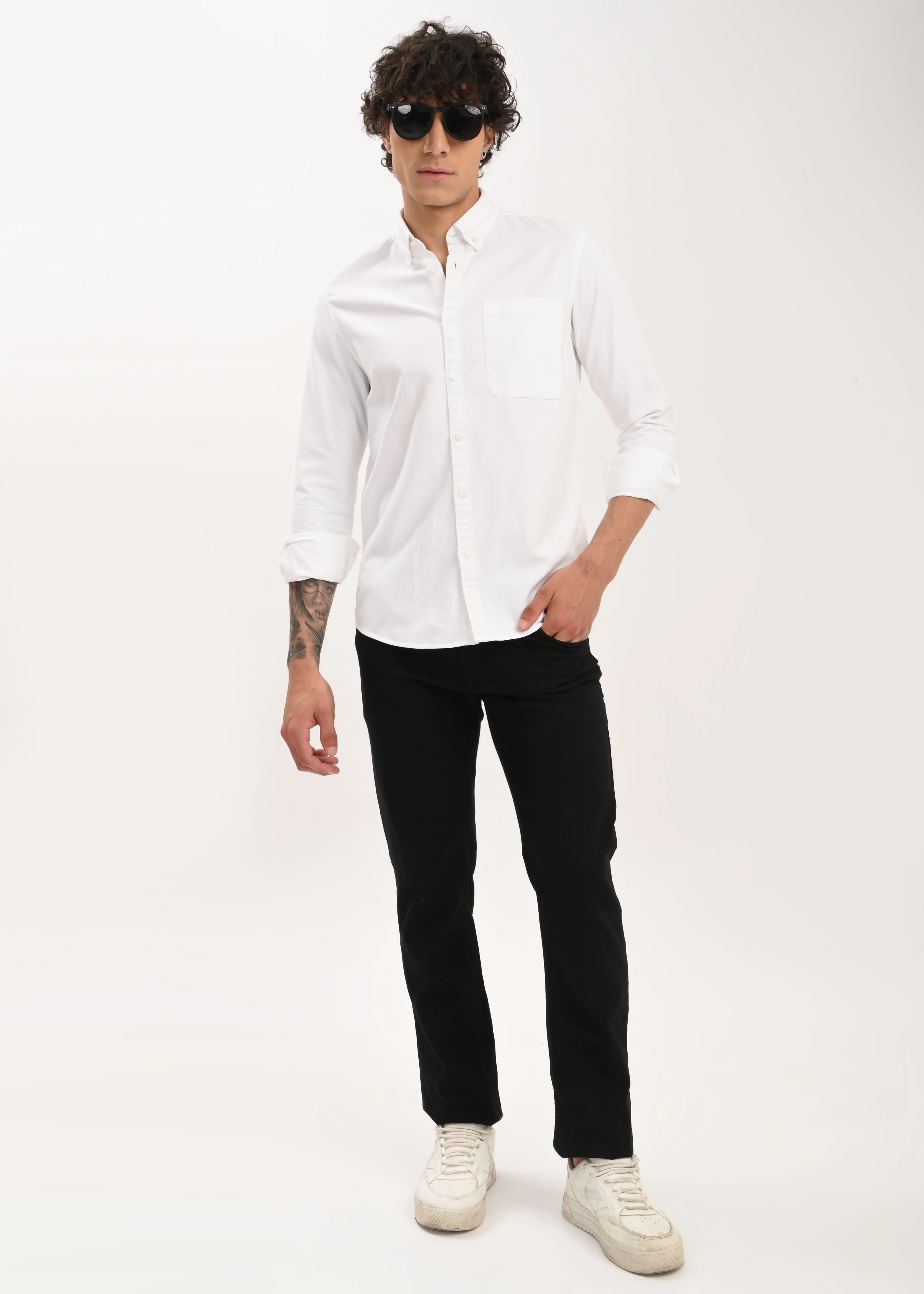 Men White Everyday Essential Solid Shirt - Image 8