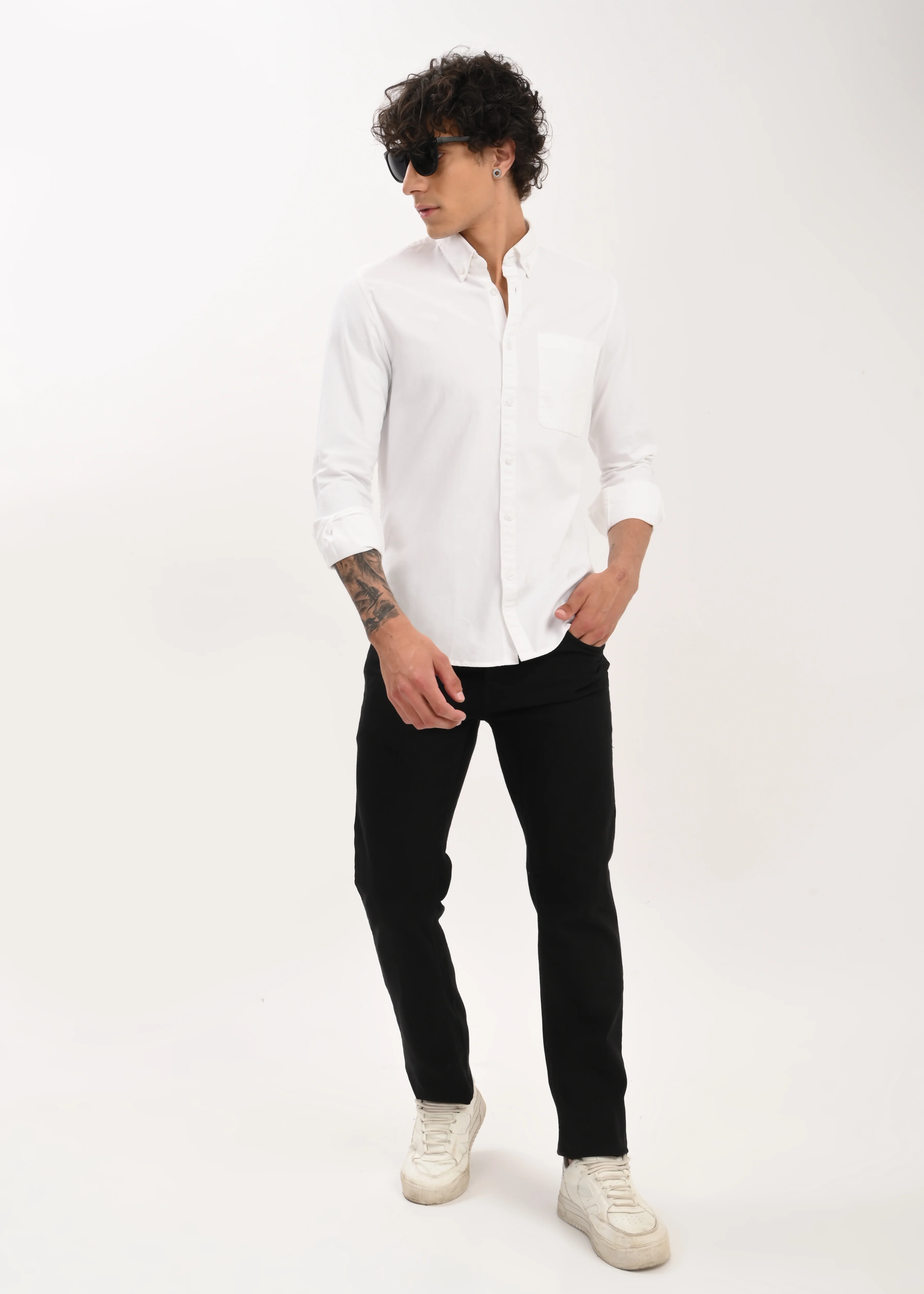 Men White Everyday Essential Solid Shirt - Image 9