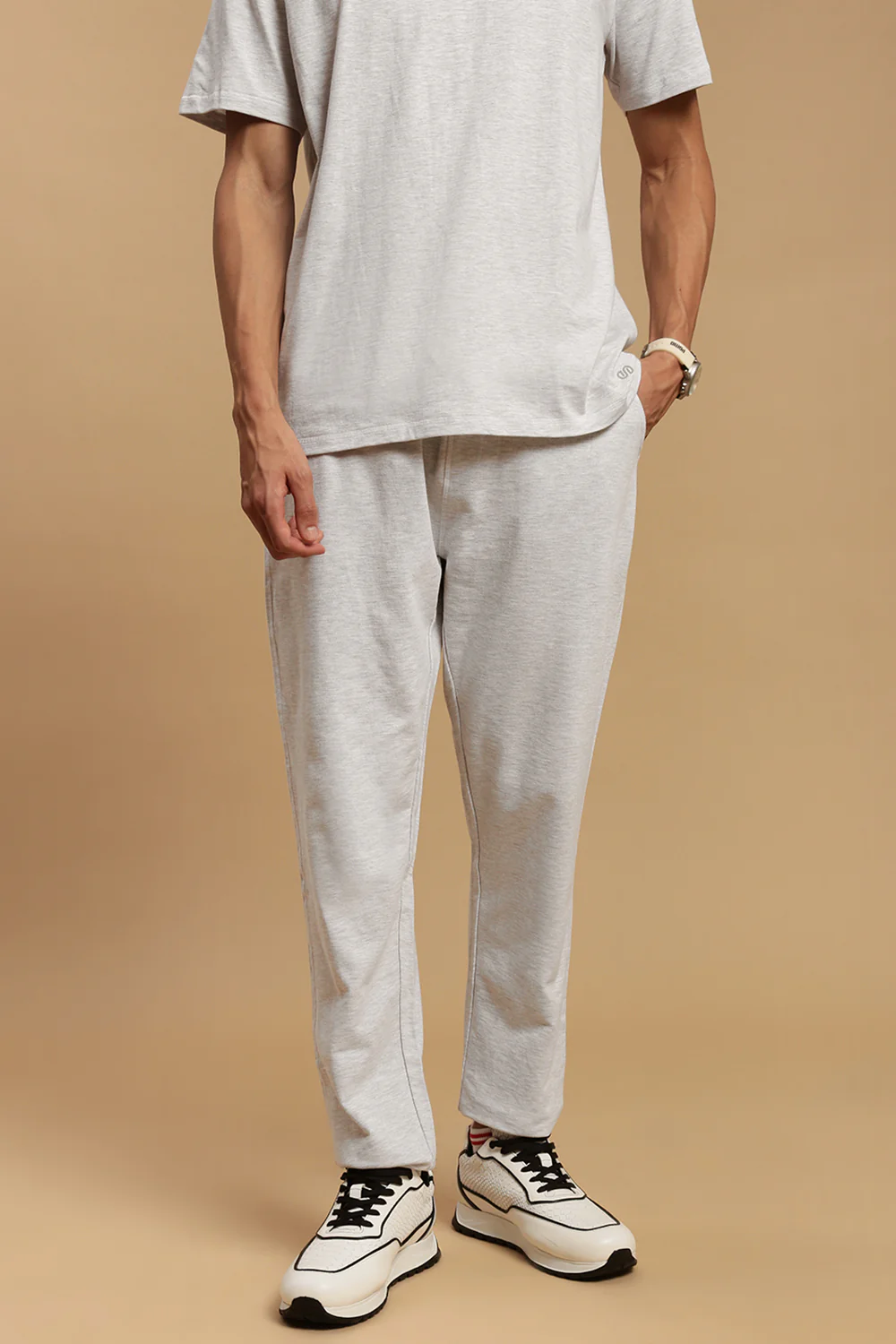 Men White French Terry Jogger - Image 2