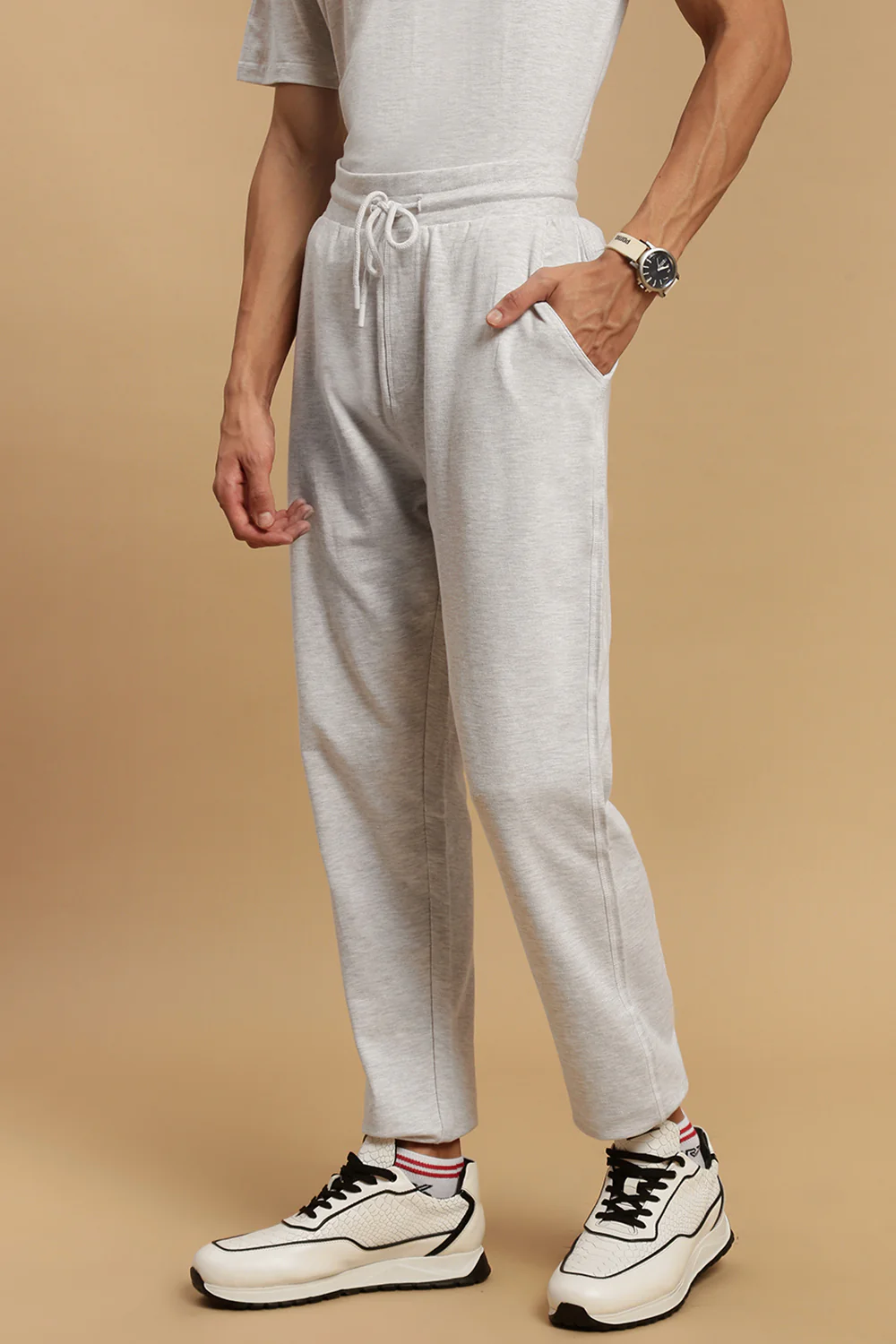 Men White French Terry Jogger - Image 6