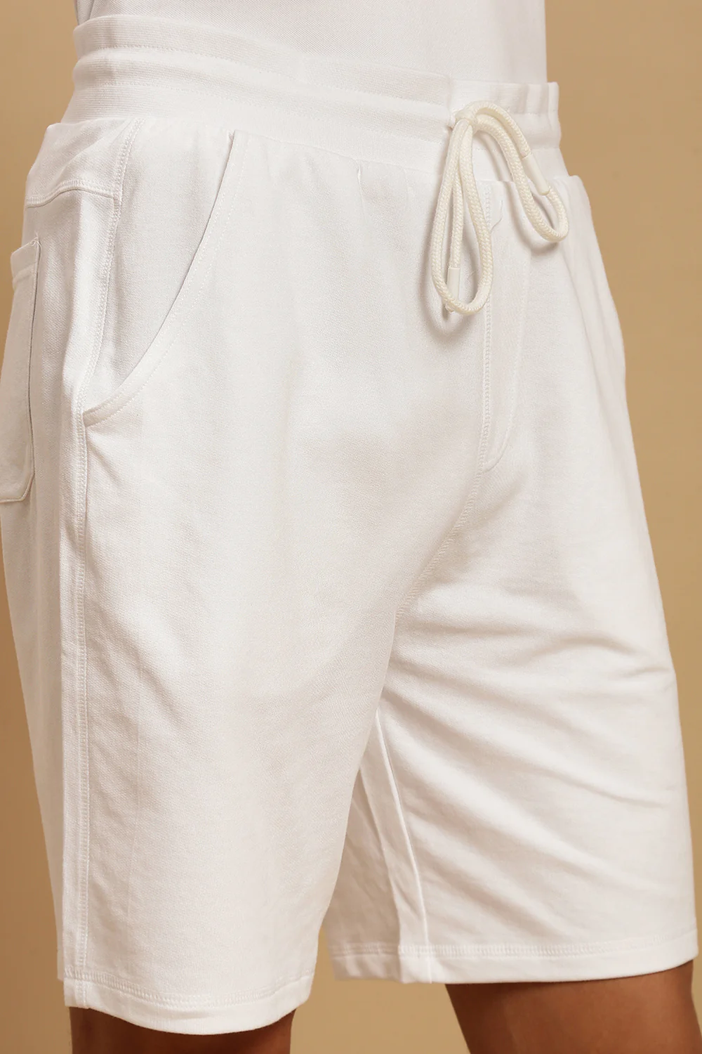 Men White French Terry Short - Image 4