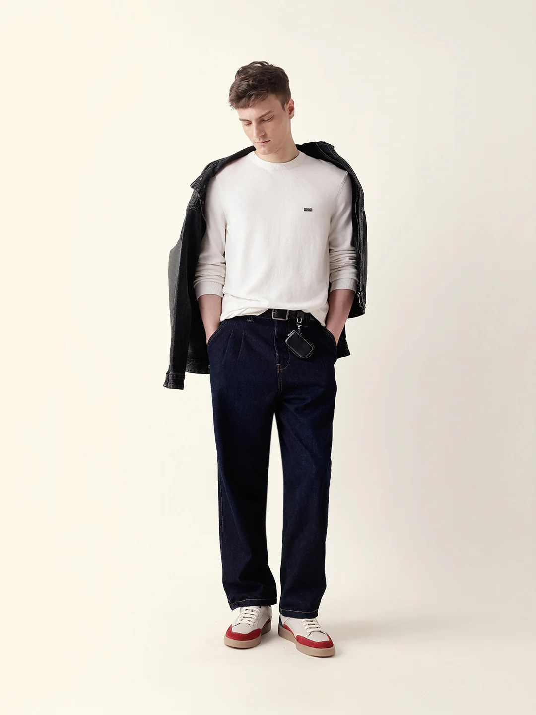 Men White Full Sleeve Regular T-Shirt - Image 2