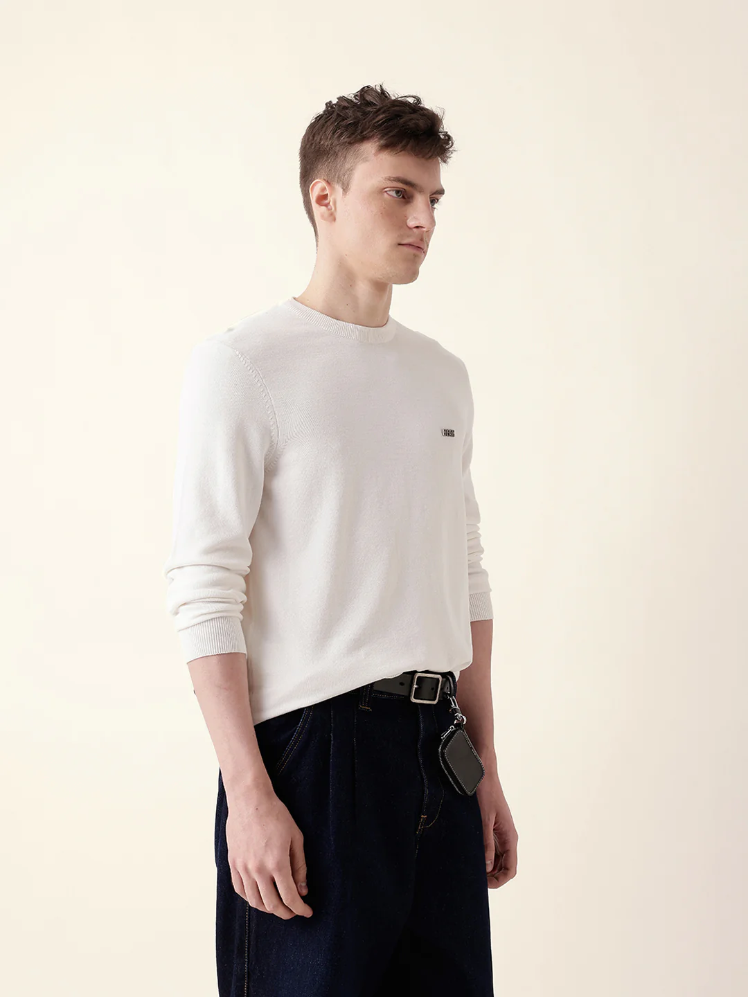 Men White Full Sleeve Regular T-Shirt - Image 5