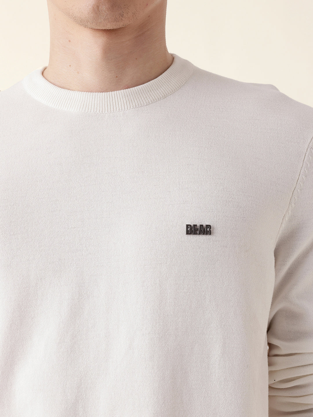 Men White Full Sleeve Regular T-Shirt - Image 6