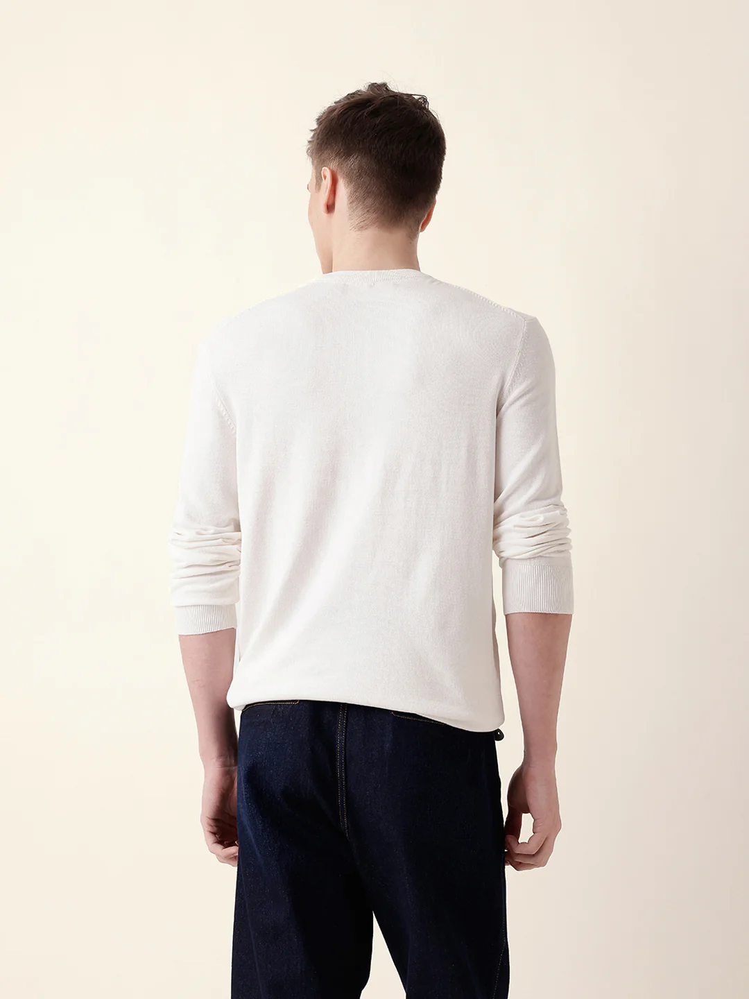Men White Full Sleeve Regular T-Shirt - Image 7