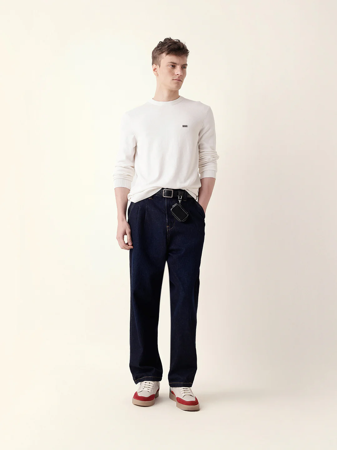 Men White Full Sleeve Regular T-Shirt - Image 8