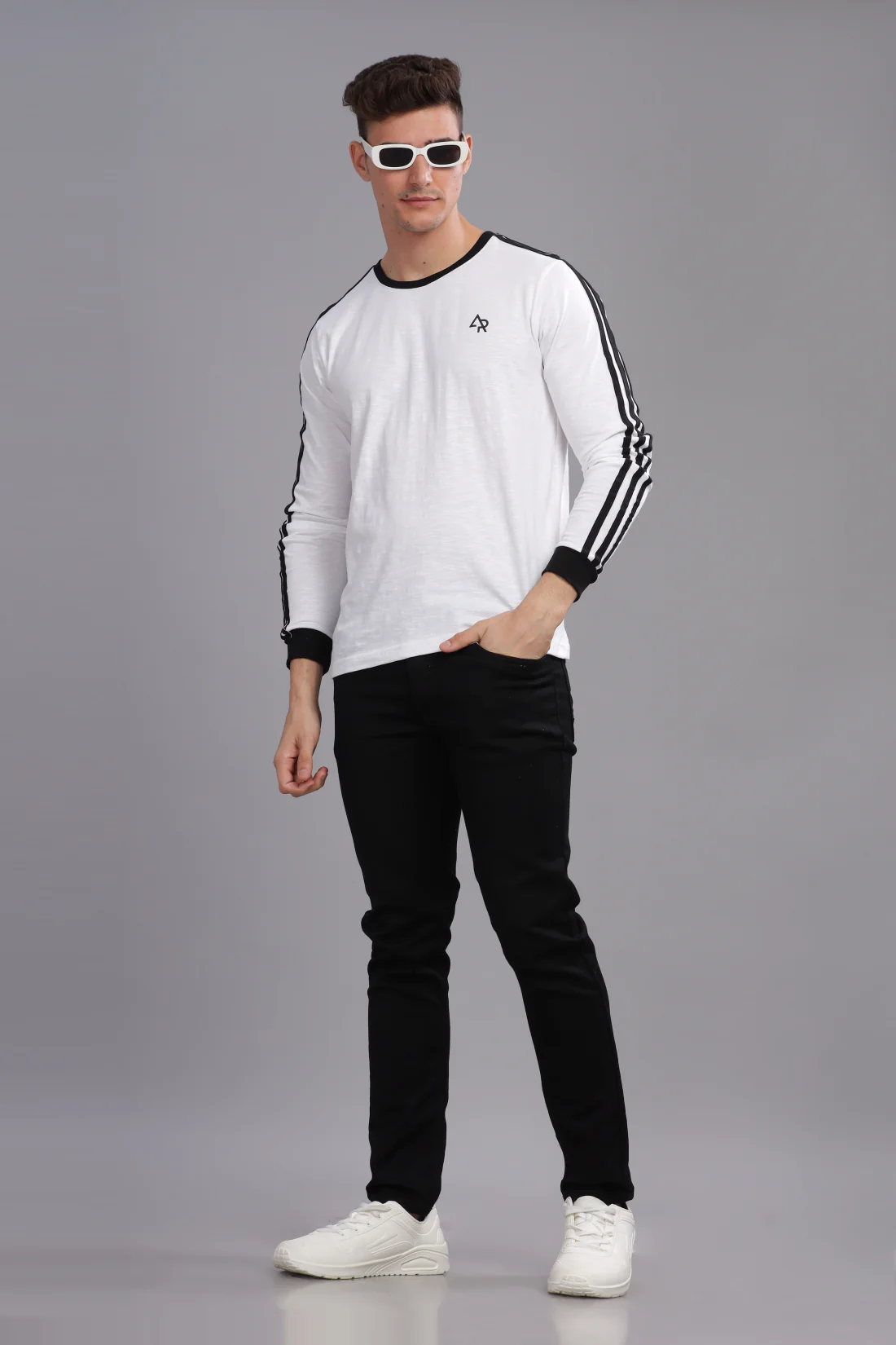 Men White Full Sleeve T-Shirt - Image 2