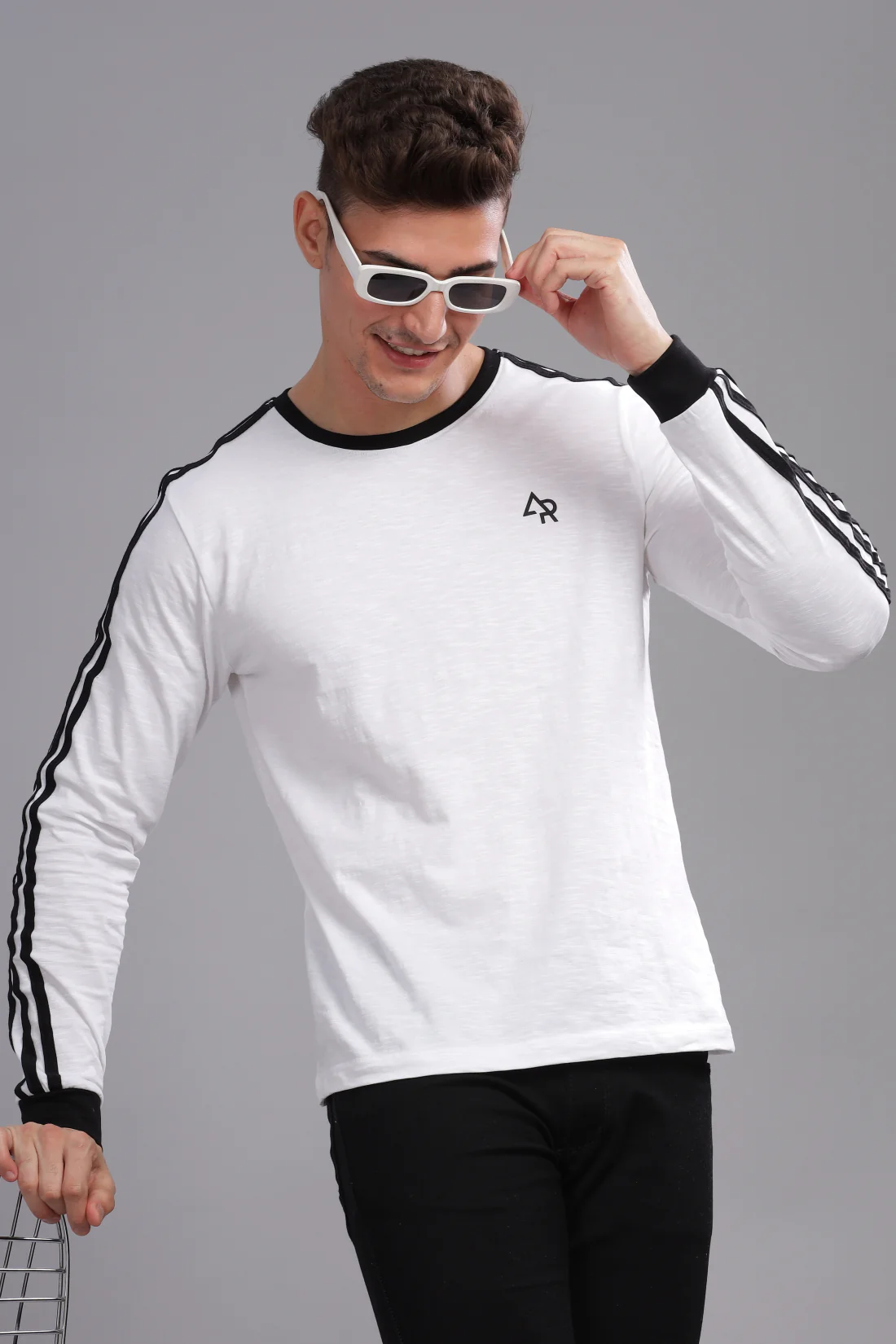 Men White Full Sleeve T-Shirt - Image 3