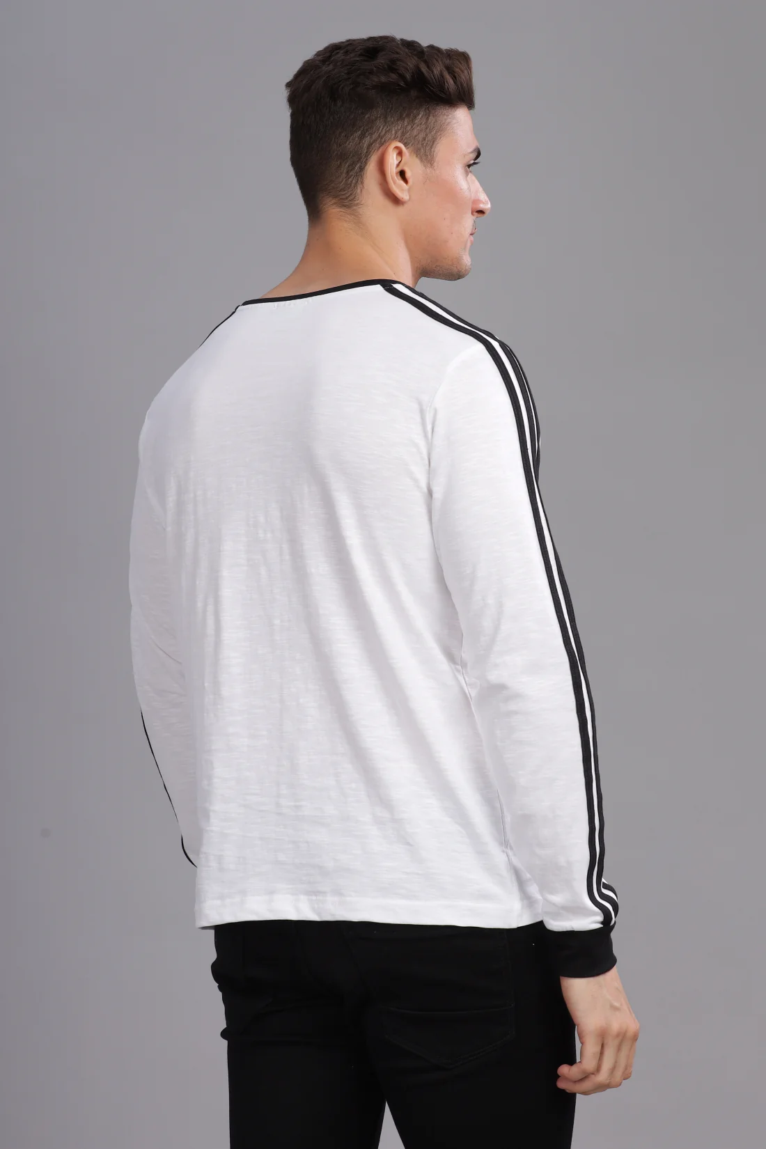 Men White Full Sleeve T-Shirt - Image 4