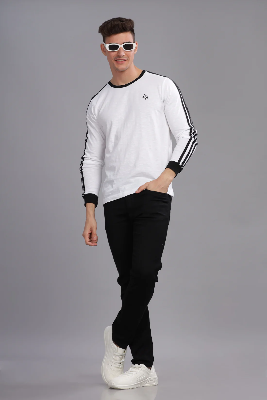 Men White Full Sleeve T-Shirt - Image 7