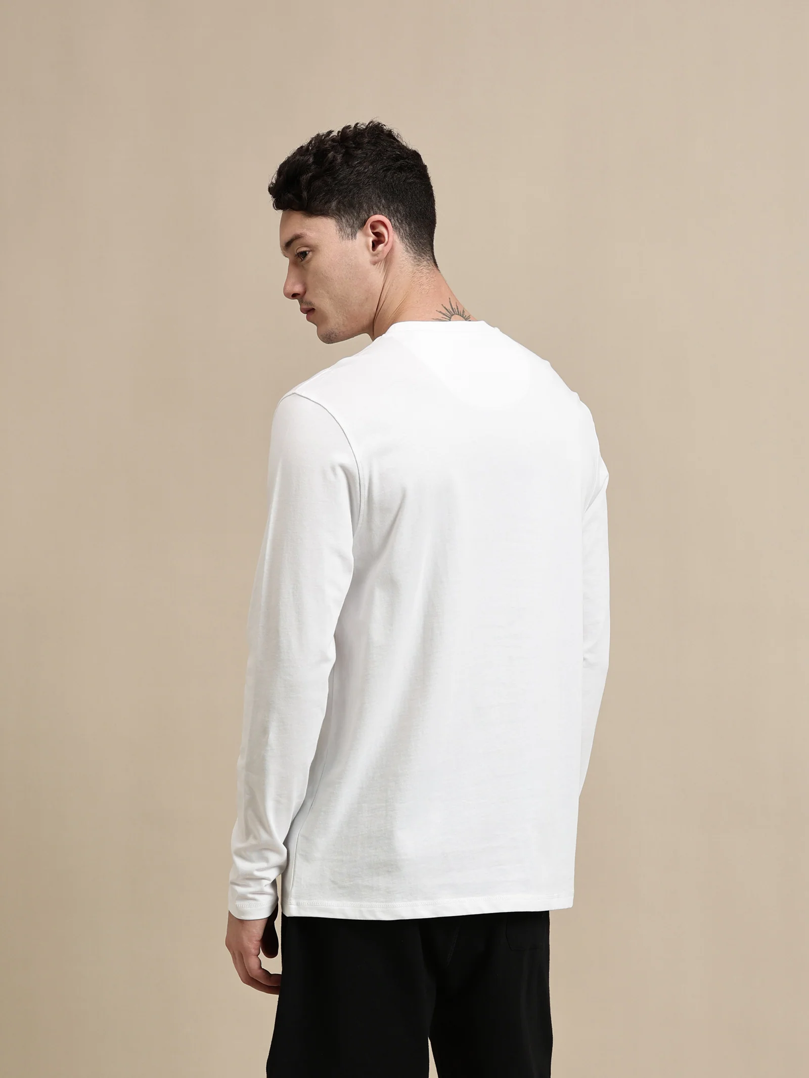 Men White Full Sleeve T-Shirt - Image 4