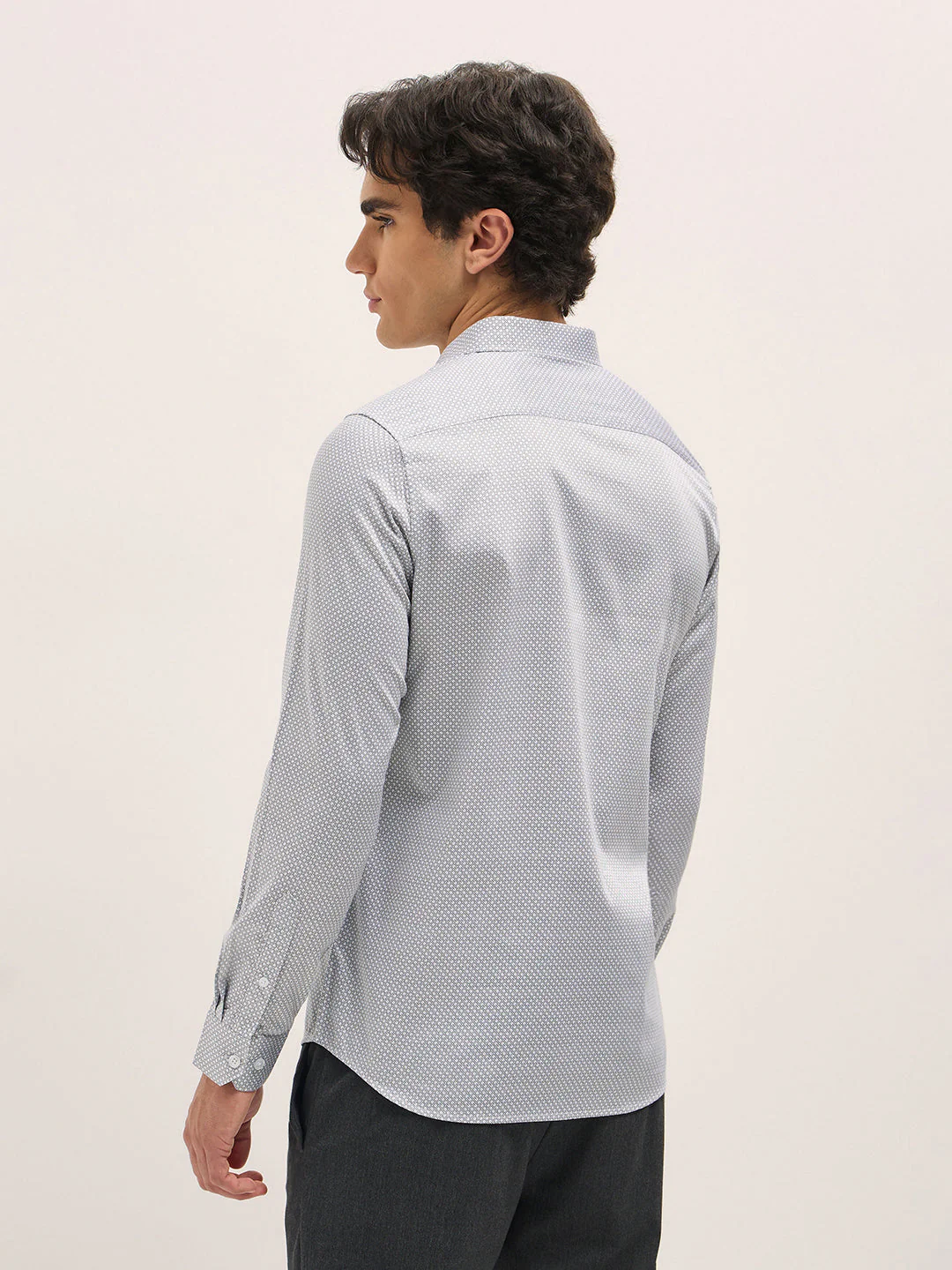 Men White Geometric Printed Tailored Fit Formal Shirt - Image 2